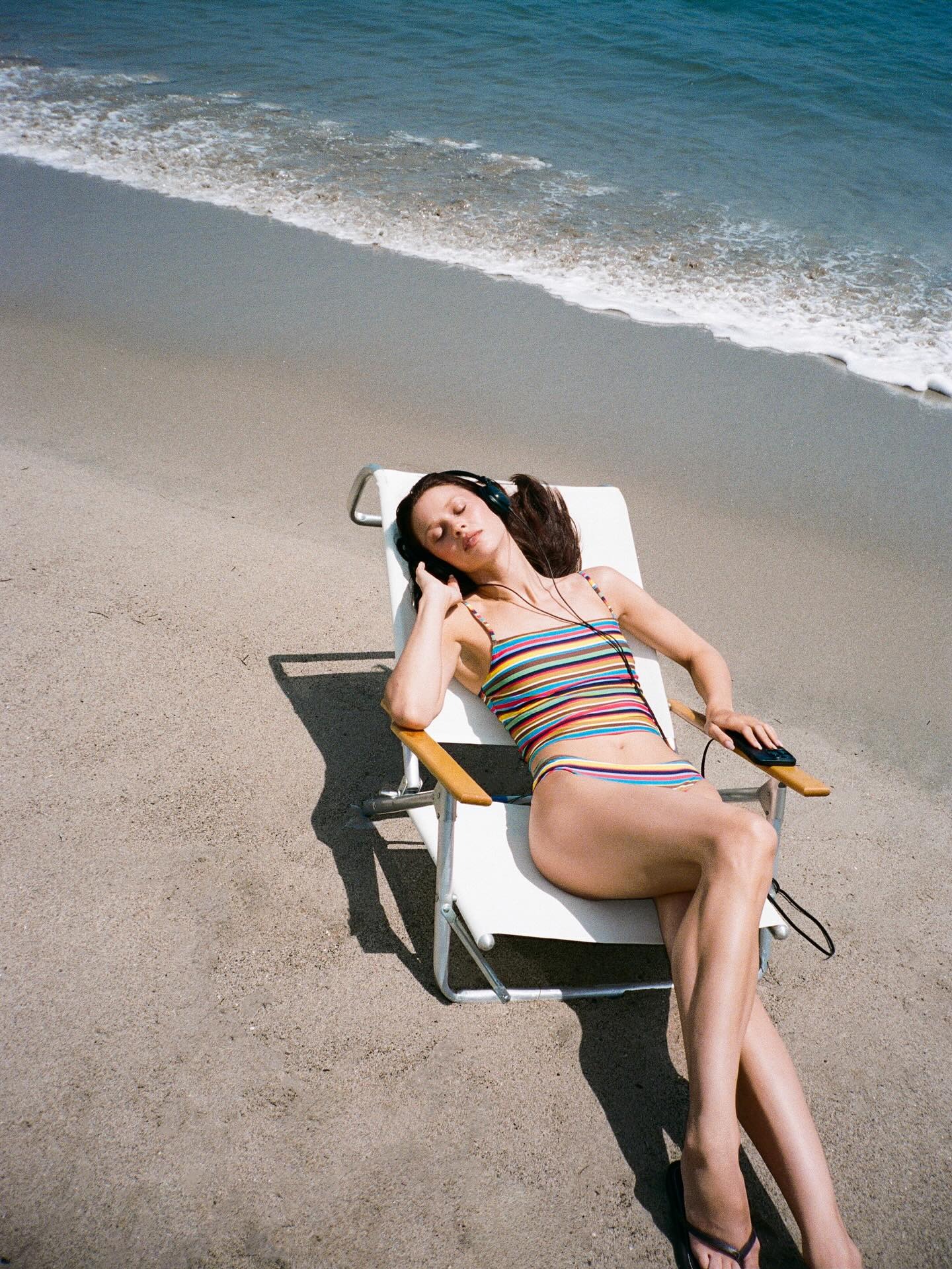 Woman wearing tankini.