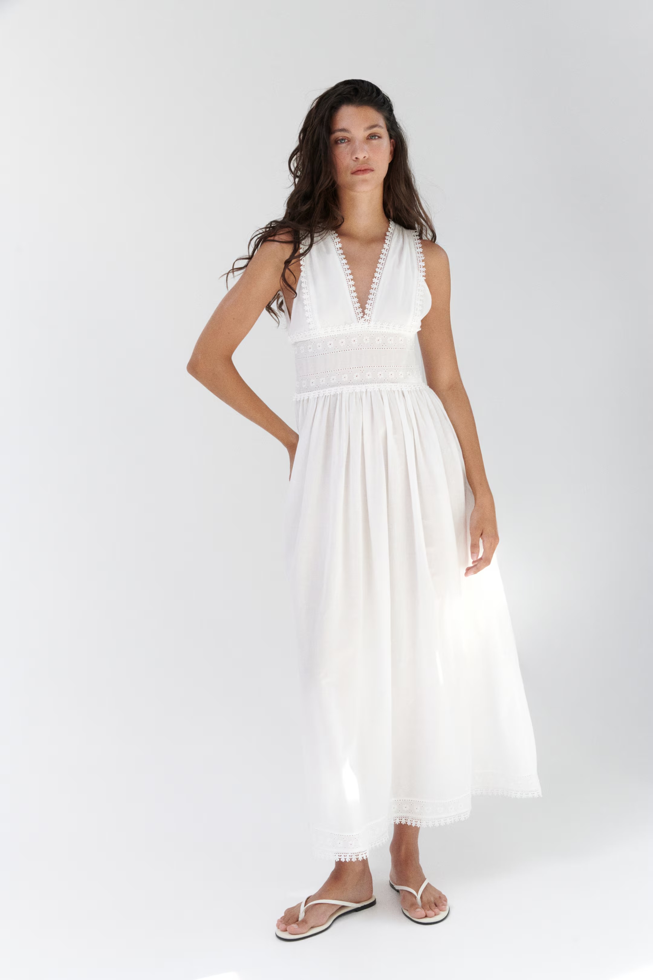 H&M, Picot-Trimmed Cotton Dress