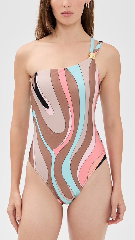 L'agence Abstract Swirl Karmin One-Piece Swimsuit