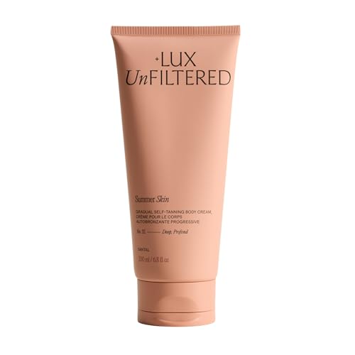 + Lux Unfiltered N&deg;32 Summer Skin Deep Gradual Self Tanner, Hydrating Self Tanning Lotion - Shea Butter & Squalane - Non-Sticky, No Transfer, Natural-Looking Tan - Vegan Sunless Tanner - Santal
