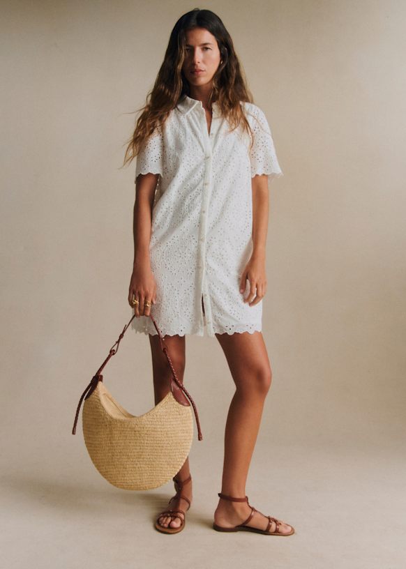 Helly Dress - Embroidered Ecru  - Organic Cotton - Textile Made From Organic Fibers - S&eacute;zane