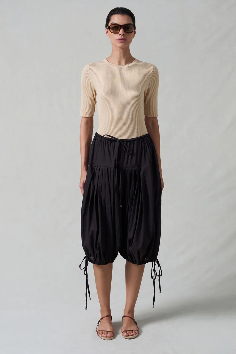 Chan Luu, Million Pleats Fisherman Shorts Black