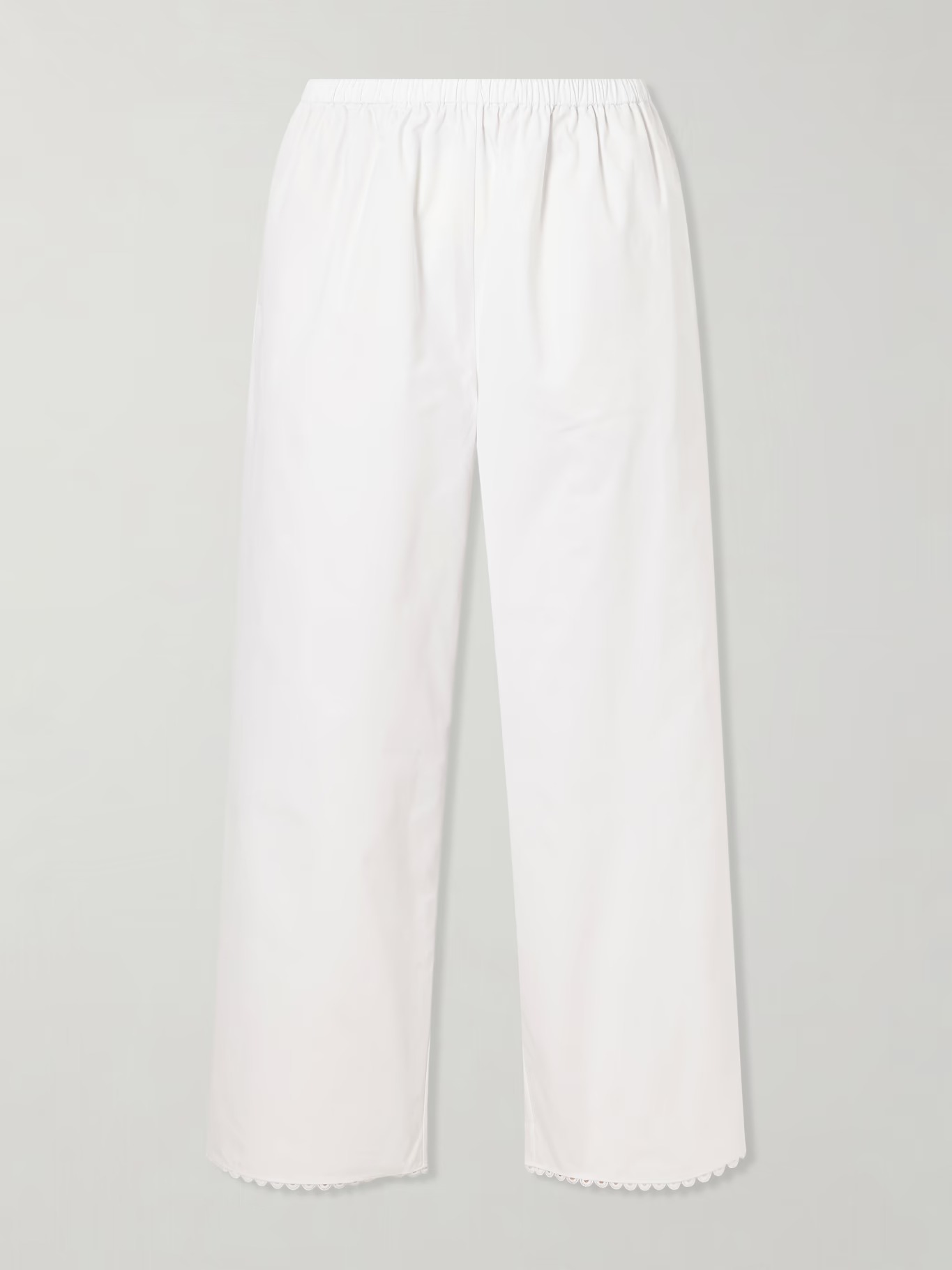 R&oacute;he, Embroidered Cotton-Poplin Wide-Leg Pants