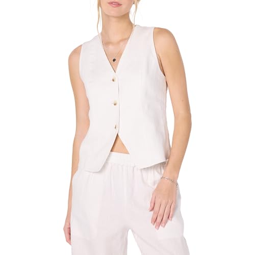 The Drop Women&rsquo;s Easy Vest, White Linen, S