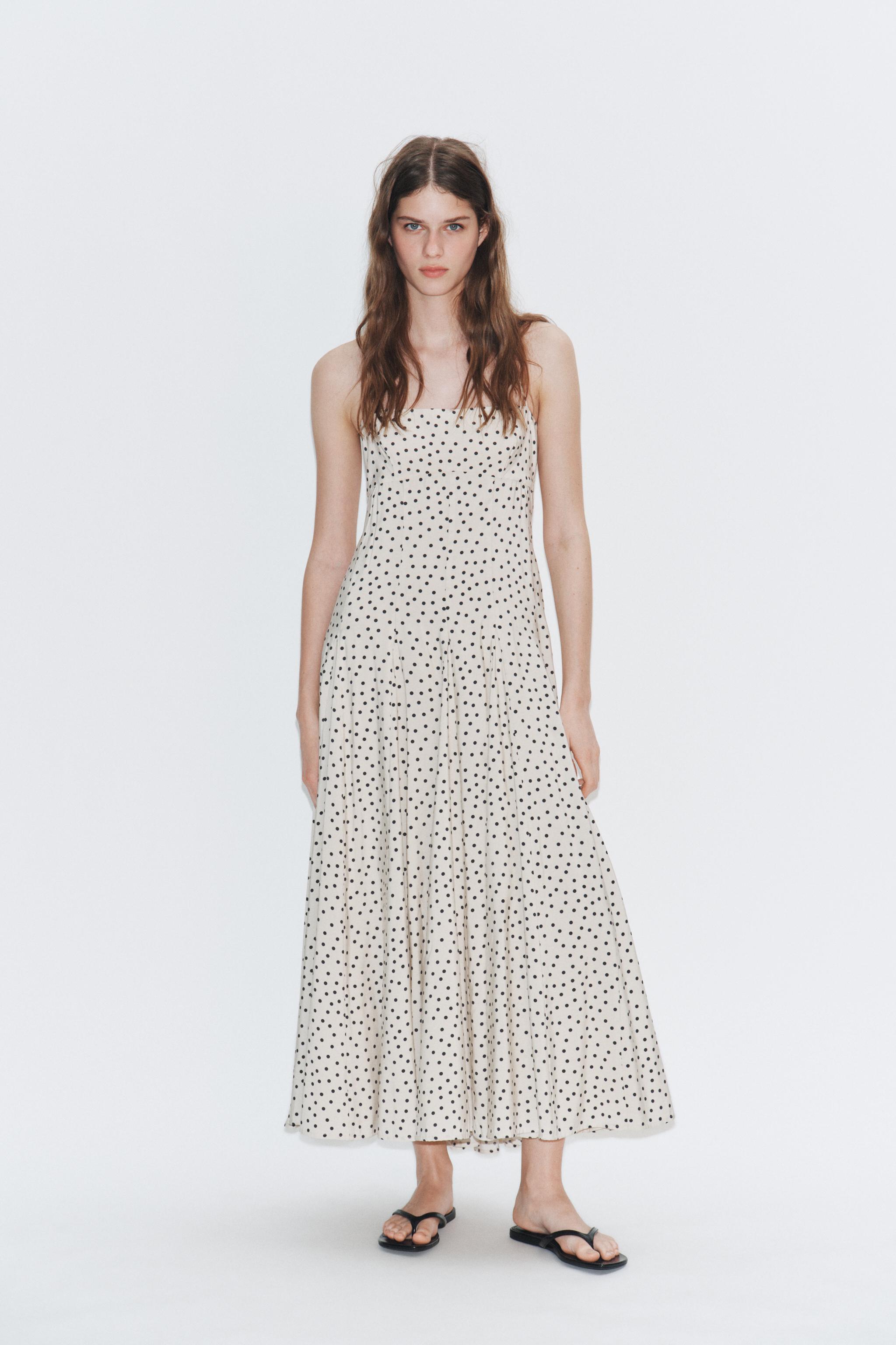 Midi Halter Neck Dress With Dots