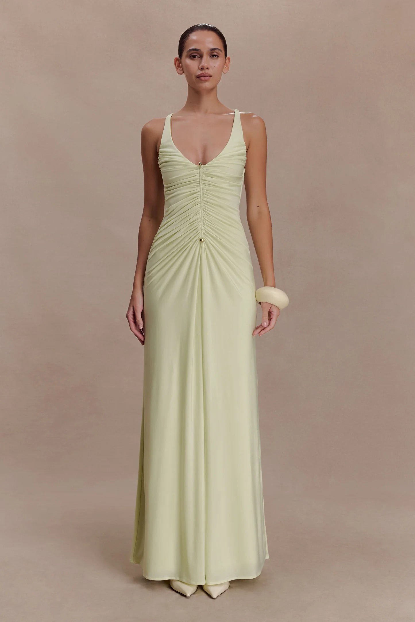 meshki, Slinky Ruched Maxi Dress