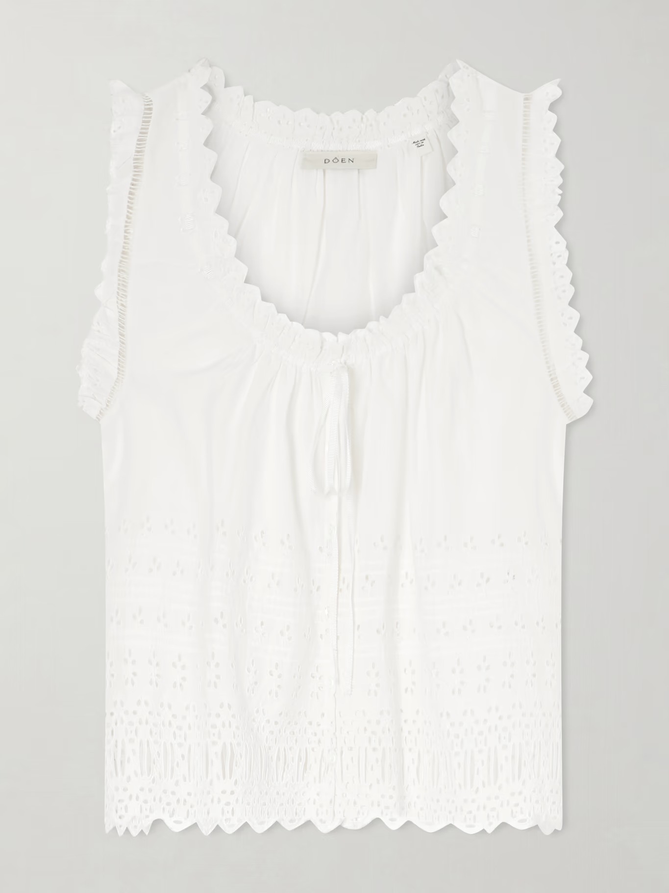 D&Ocirc;EN, Toussine Gathered Broderie Anglaise Cotton Top