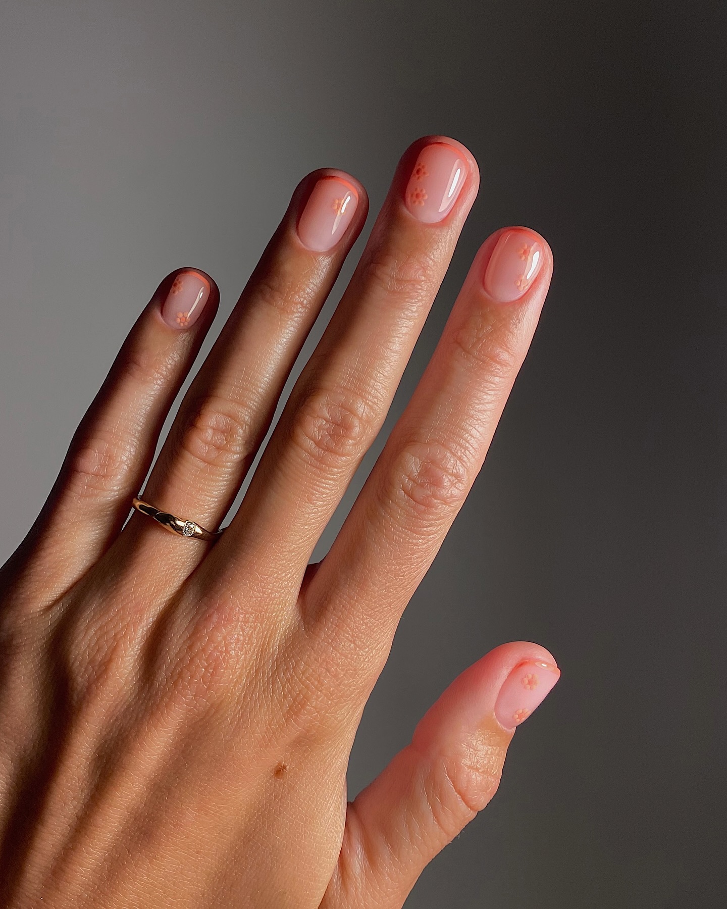 peach petal French manicure by @matejanova