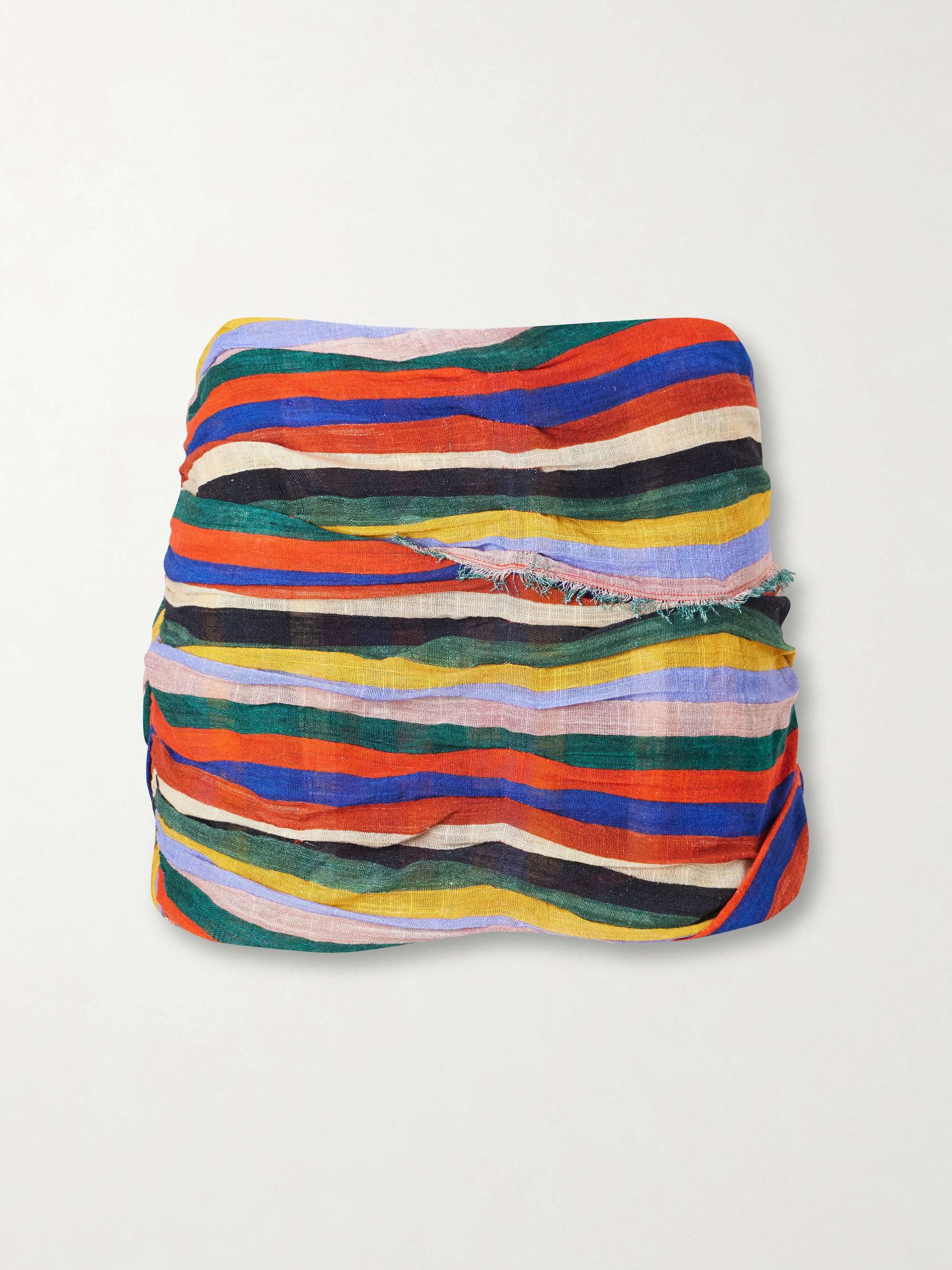 Nicola Fringed Striped Cotton Mini Skirt