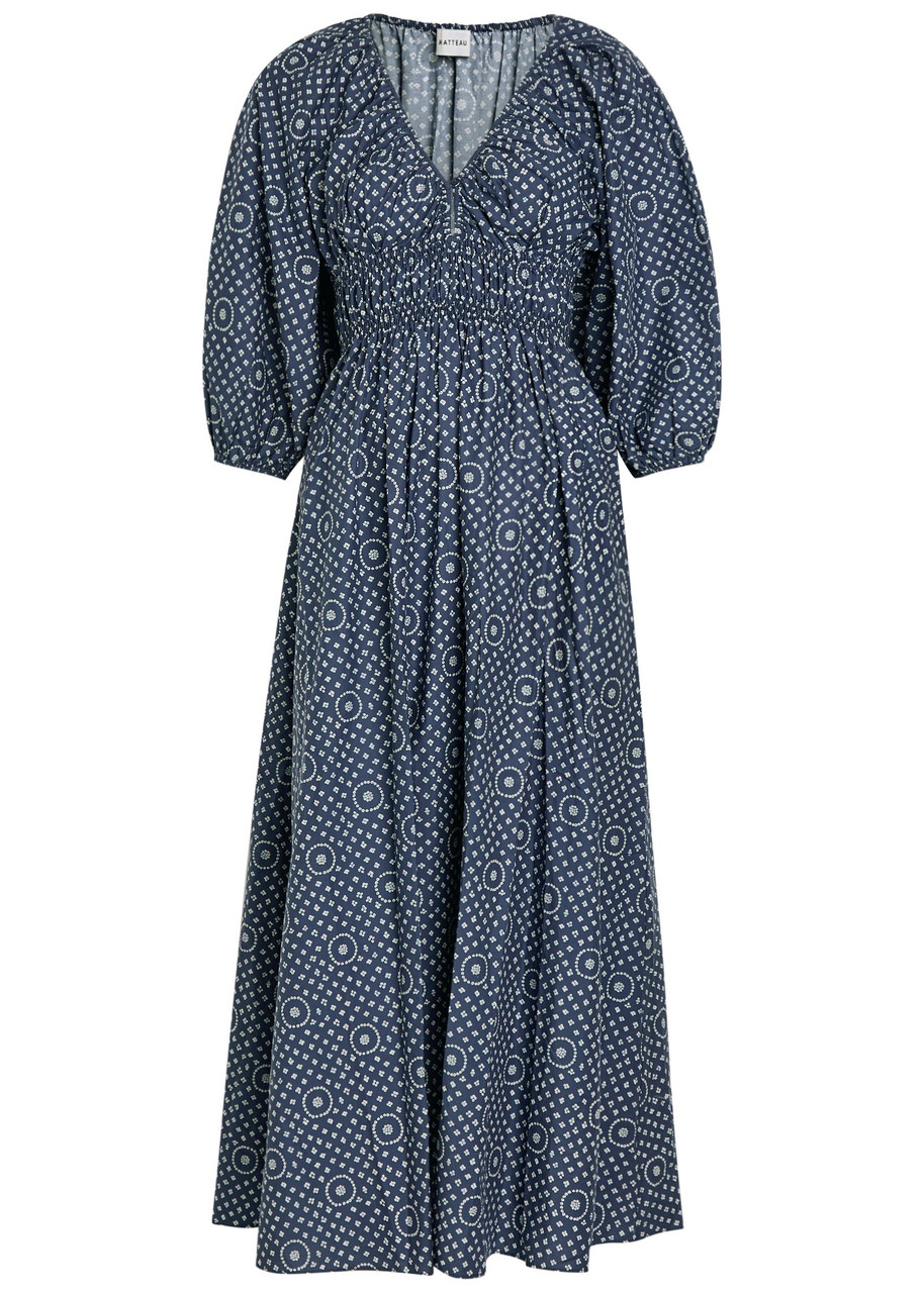 Printed Cotton-Poplin Midi Dress