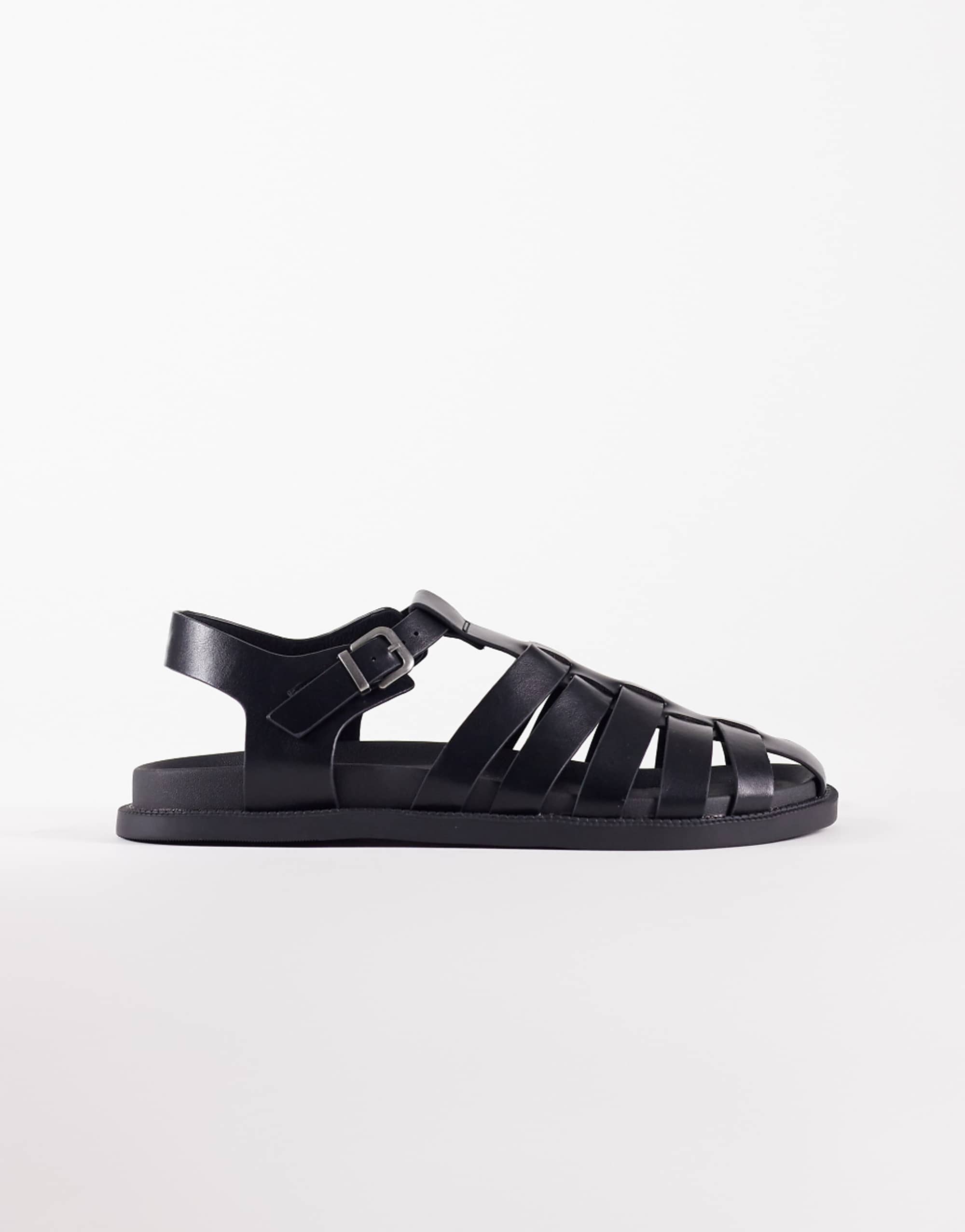 Asos Design Fisherman Sandal With Buckle in Black
