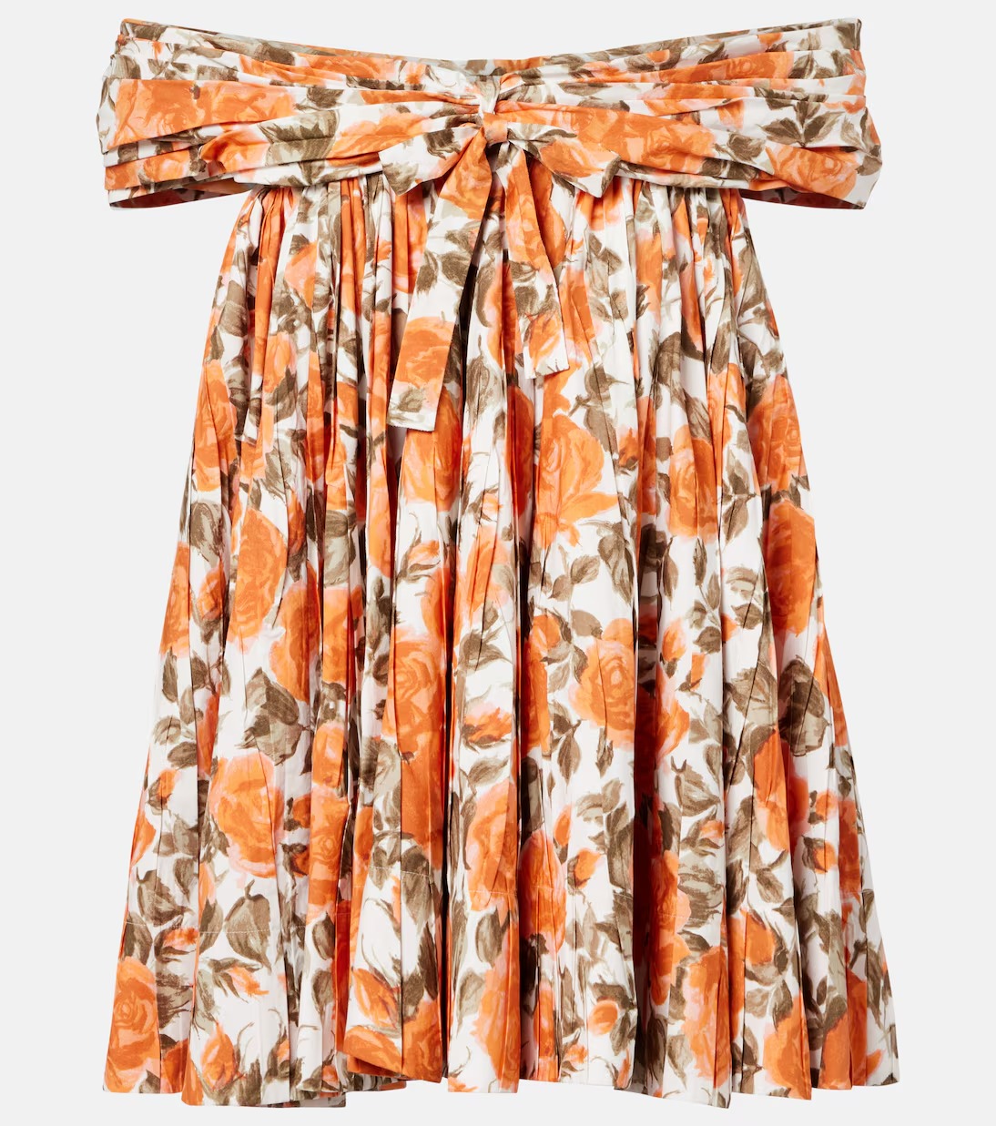 Chloé, Floral pleated cotton poplin minidress