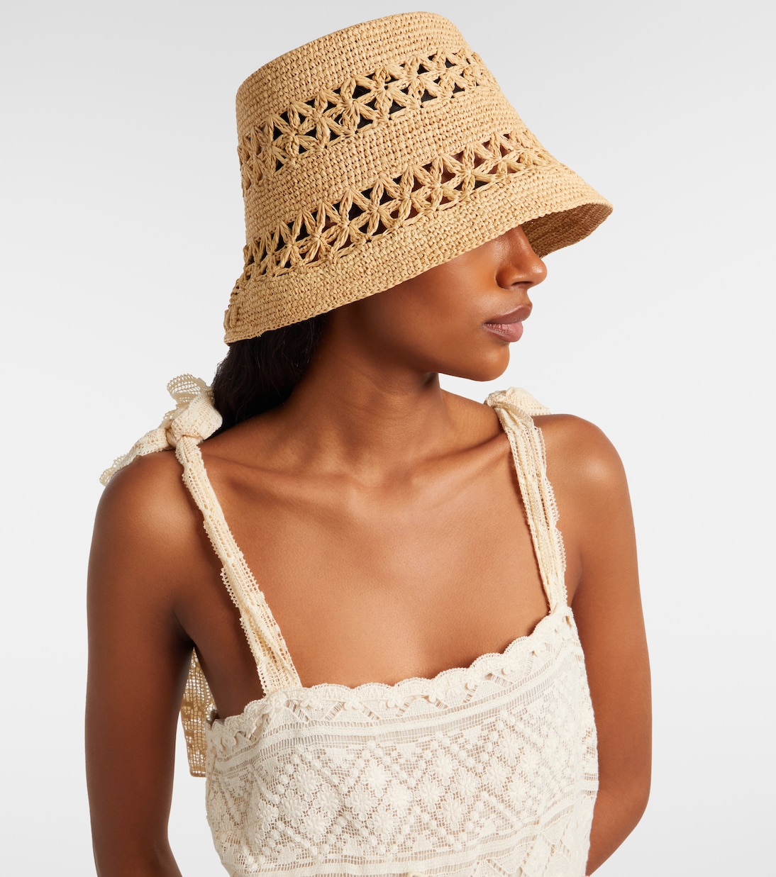 Raffia Bucket Hat in Beige - Zimmermann