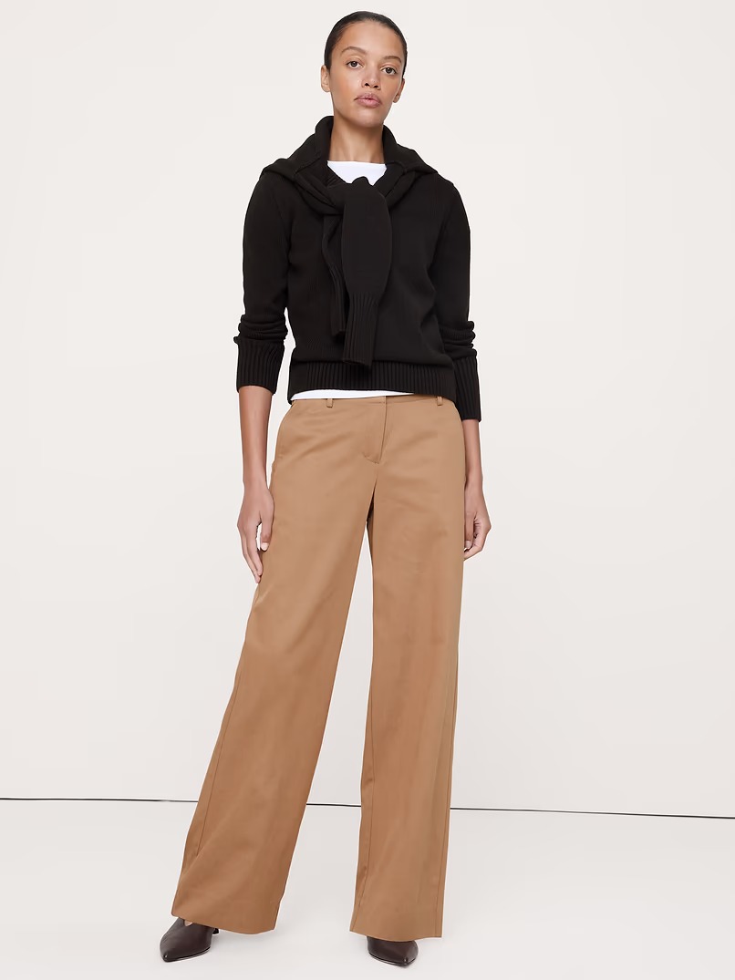Banana Republic, The Everyday Wide-Leg Pant in Tencel-Cotton in Burnt Cinnamon