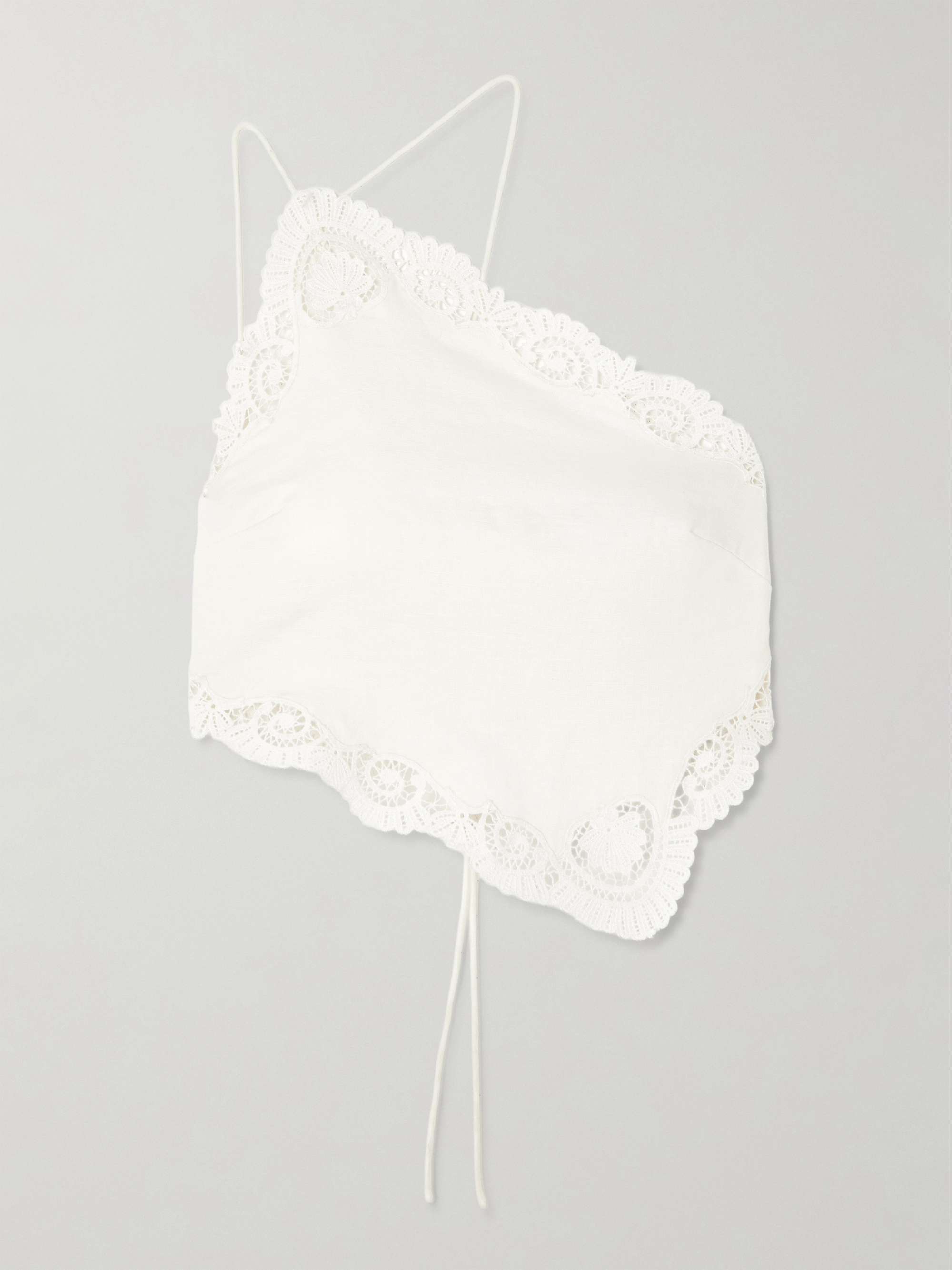 Darya One-Shoulder Lace-Trimmed Linen and Cotton-Blend Top