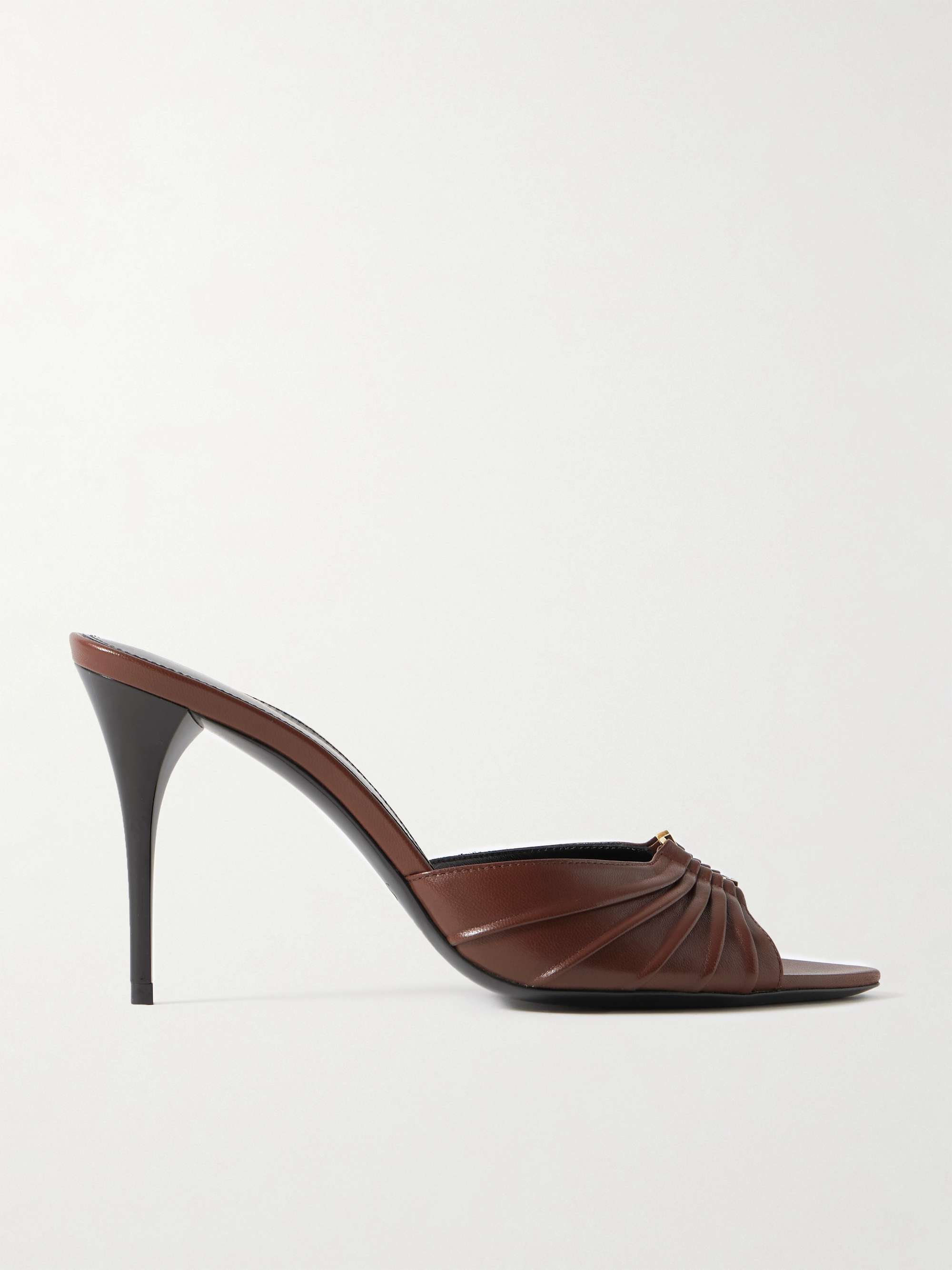 Babylone Embellished Pleated Leather Mules