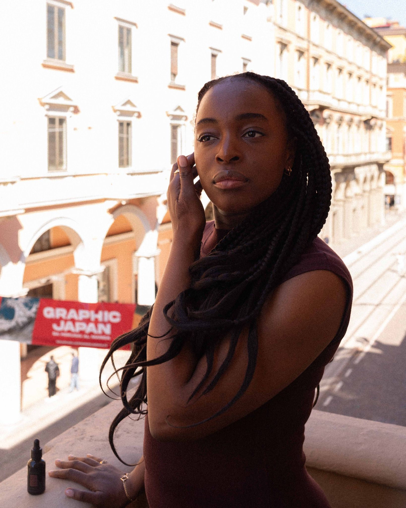 Sophie Carbonari on a balcony.
