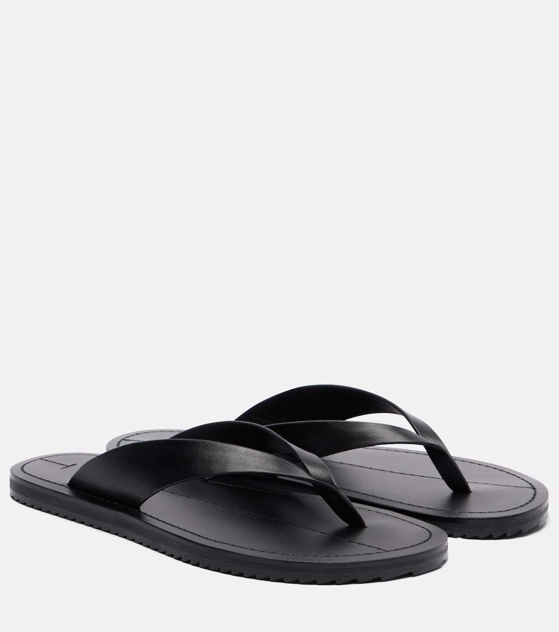 Flora Leather Thong Sandals in Black - a Emery