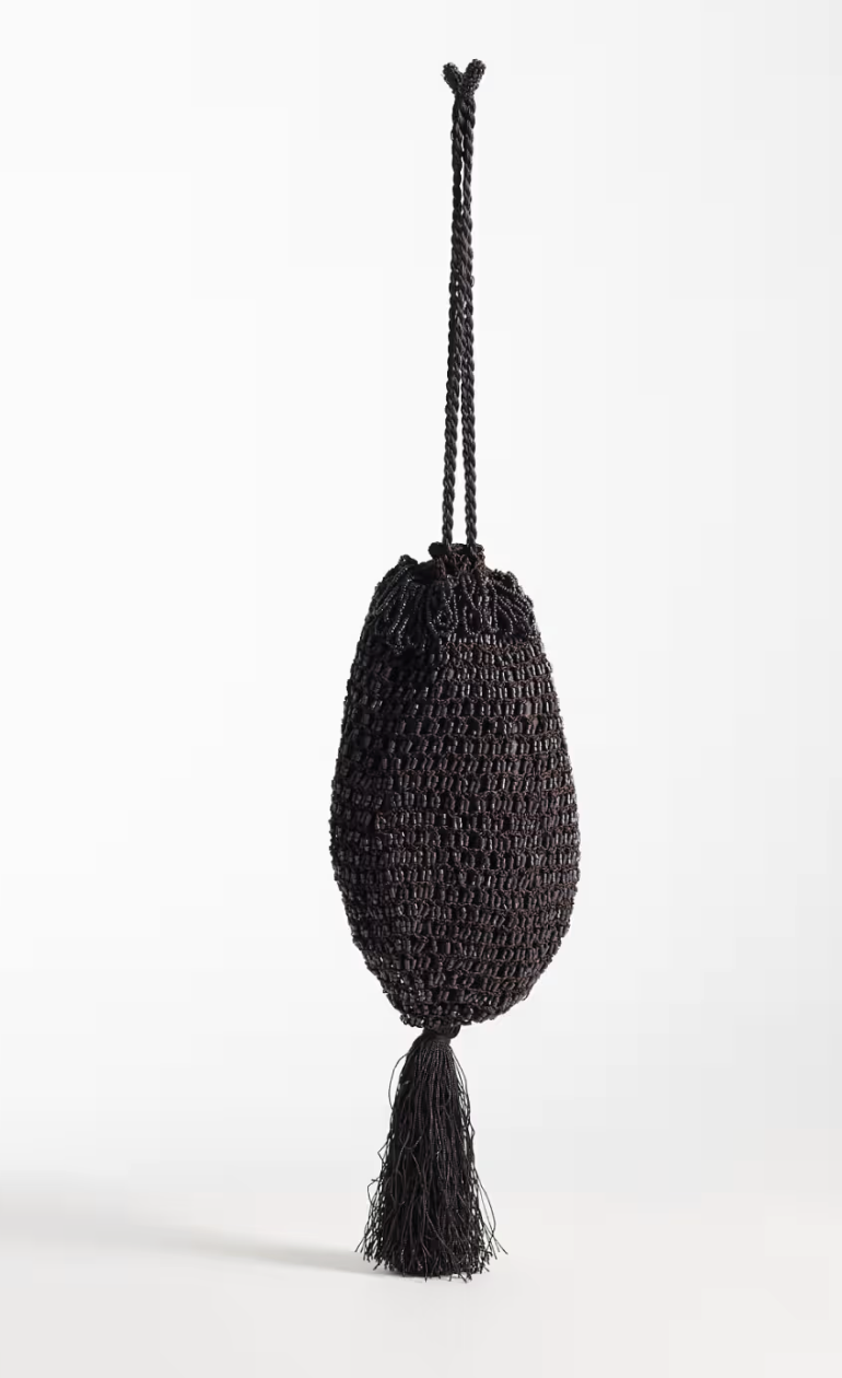 Mango, Small Beaded Handbag in Brown