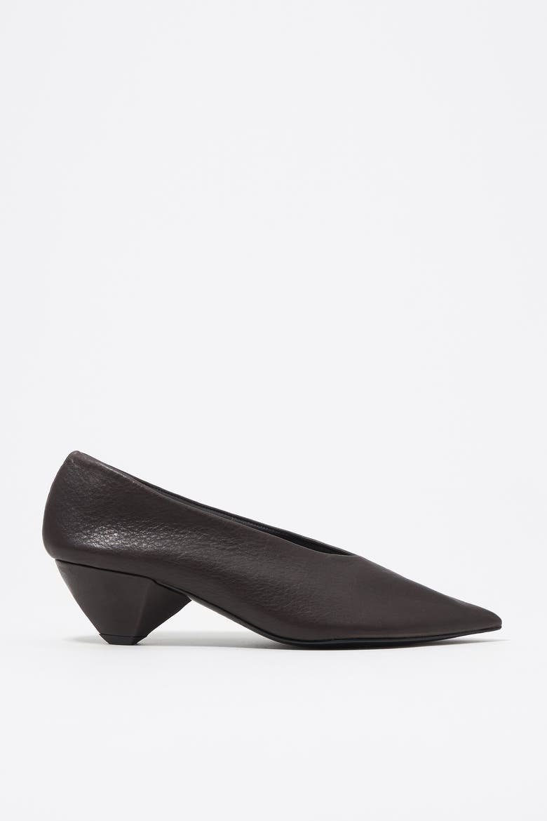 Leather Medium Heel Court Shoe