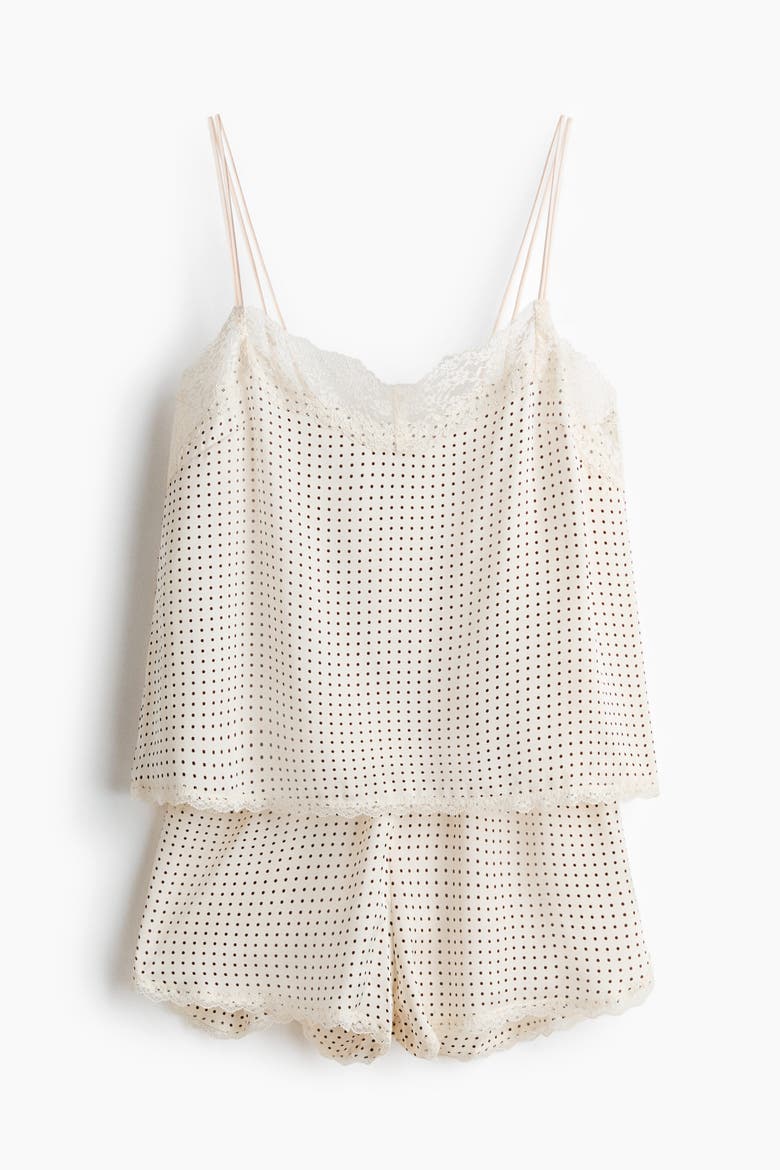 Lace-Trimmed Satin Pyjamas