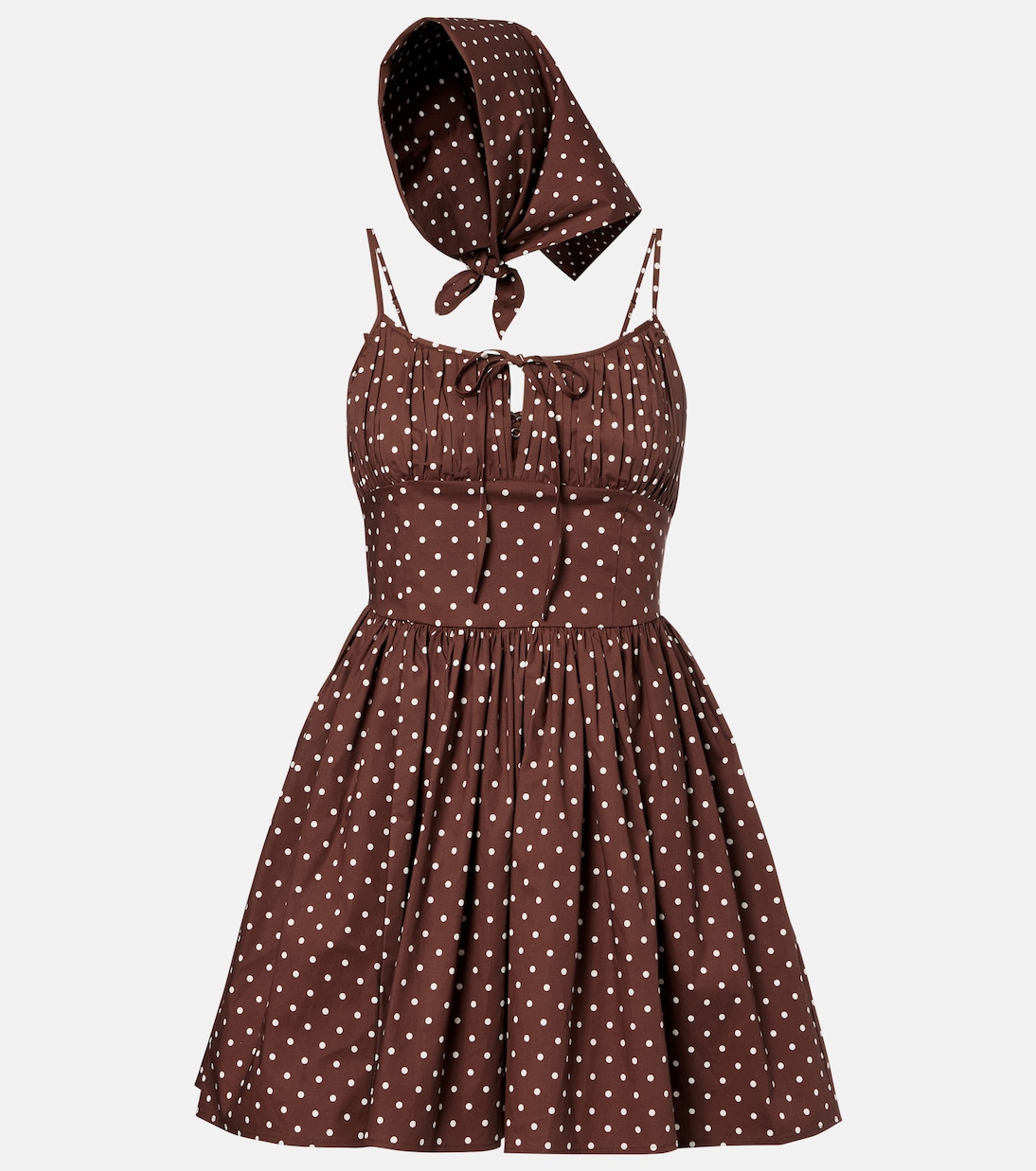 Polka-Dot Cotton-Blend Minidress in Brown - Rotate