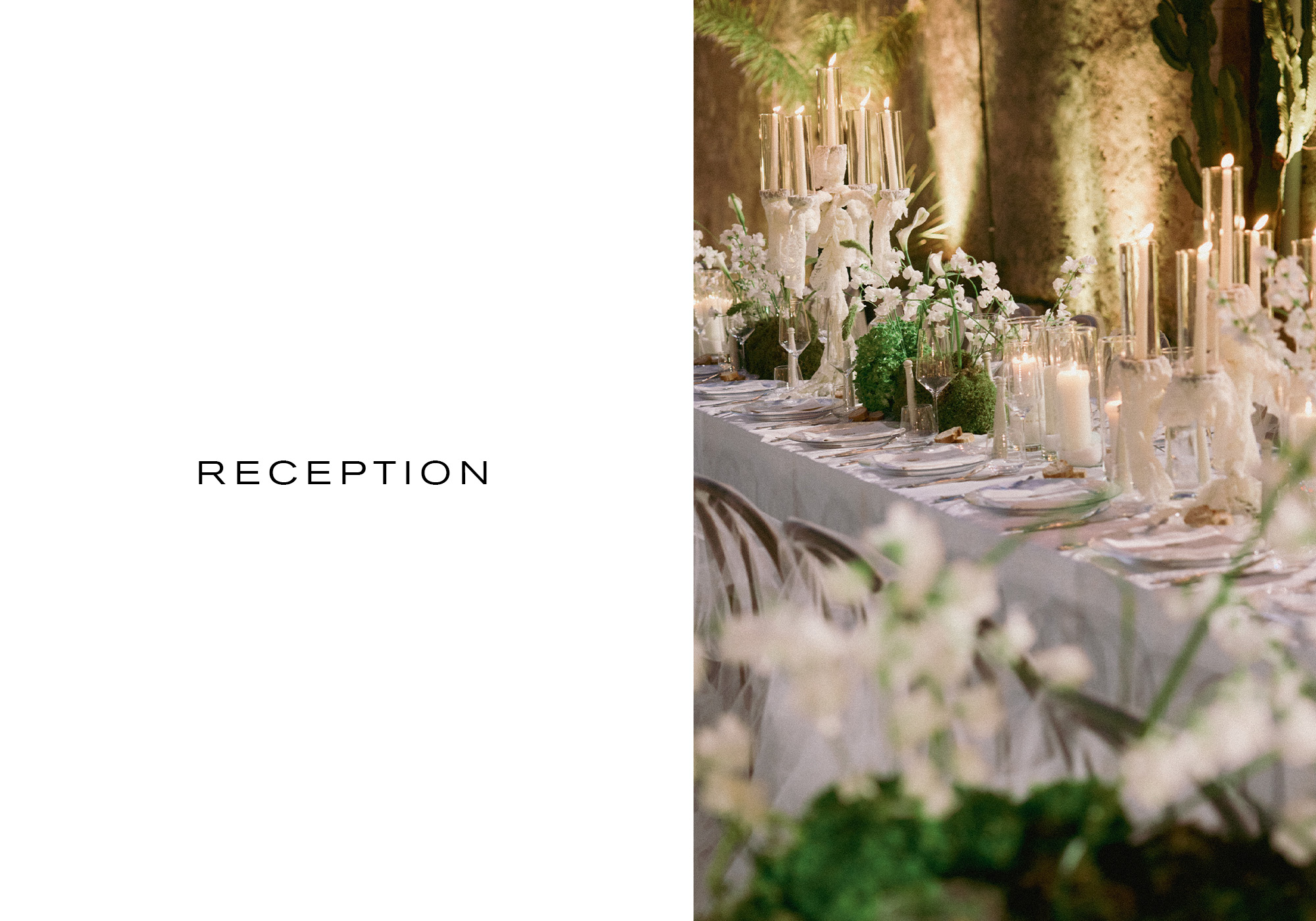 Wedding reception table next to text that reads, 