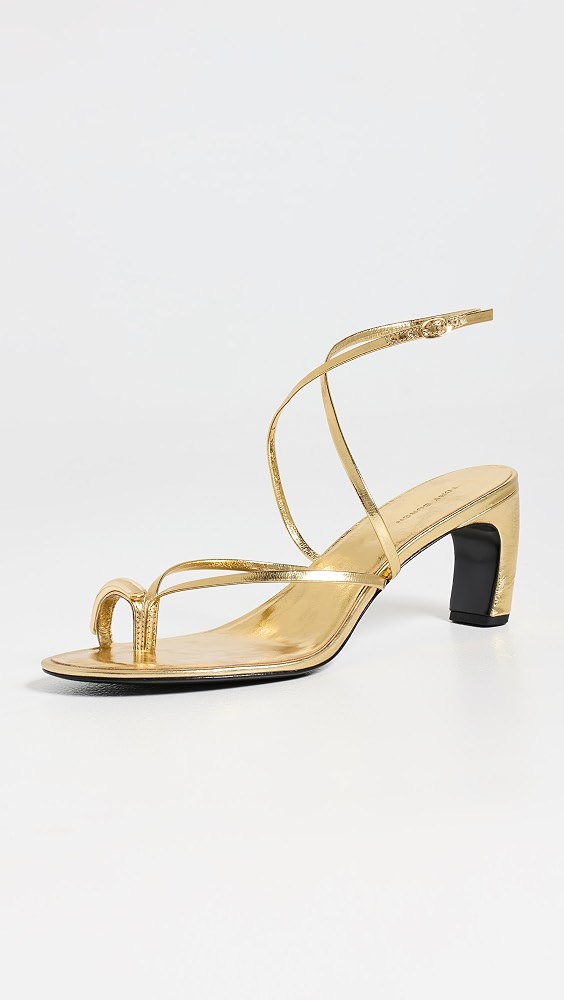 Pierced Strappy Heel Sandals - Gold Leaf