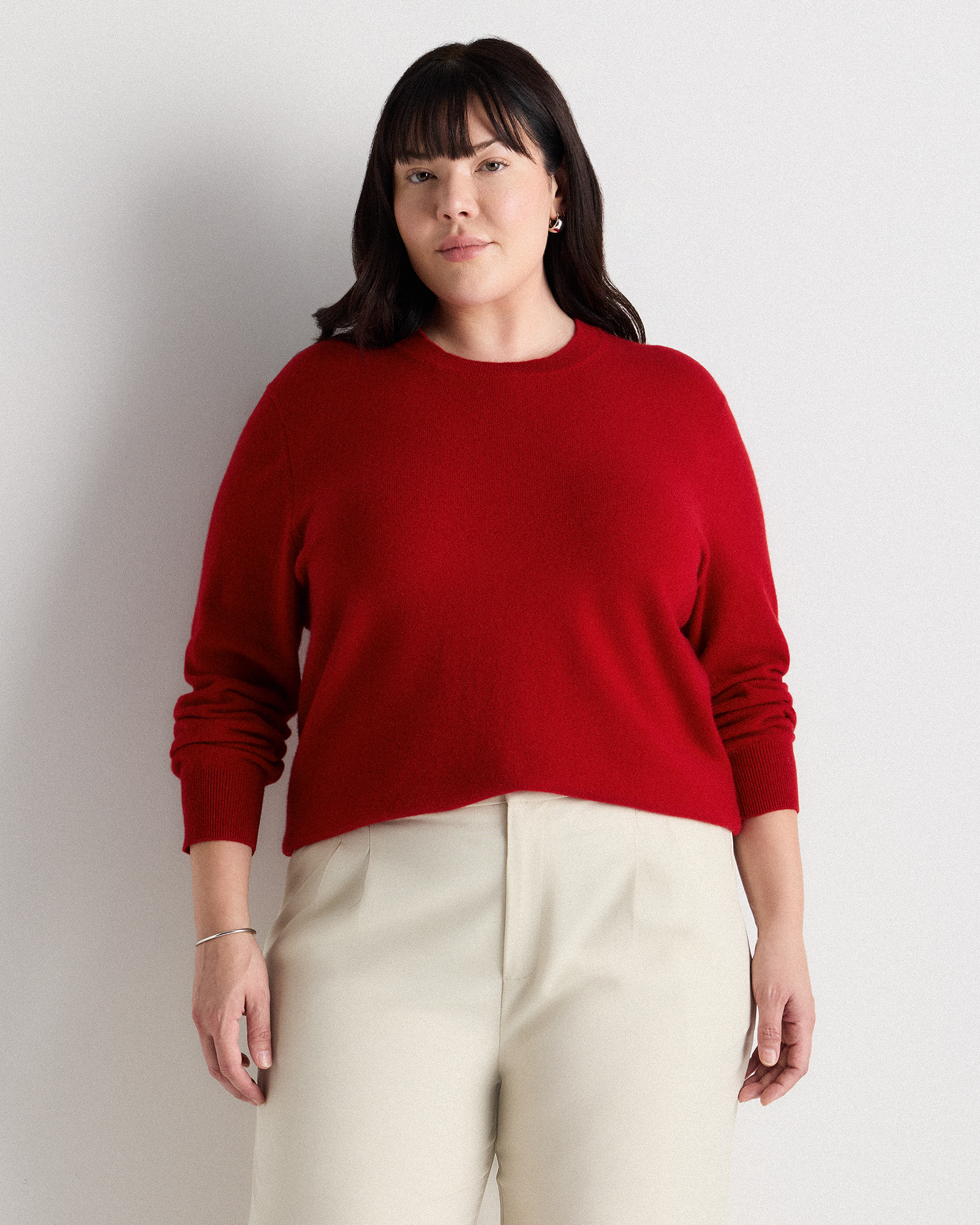 Mongolian Cashmere Crewneck Sweater - Plus Size in Varsity Red