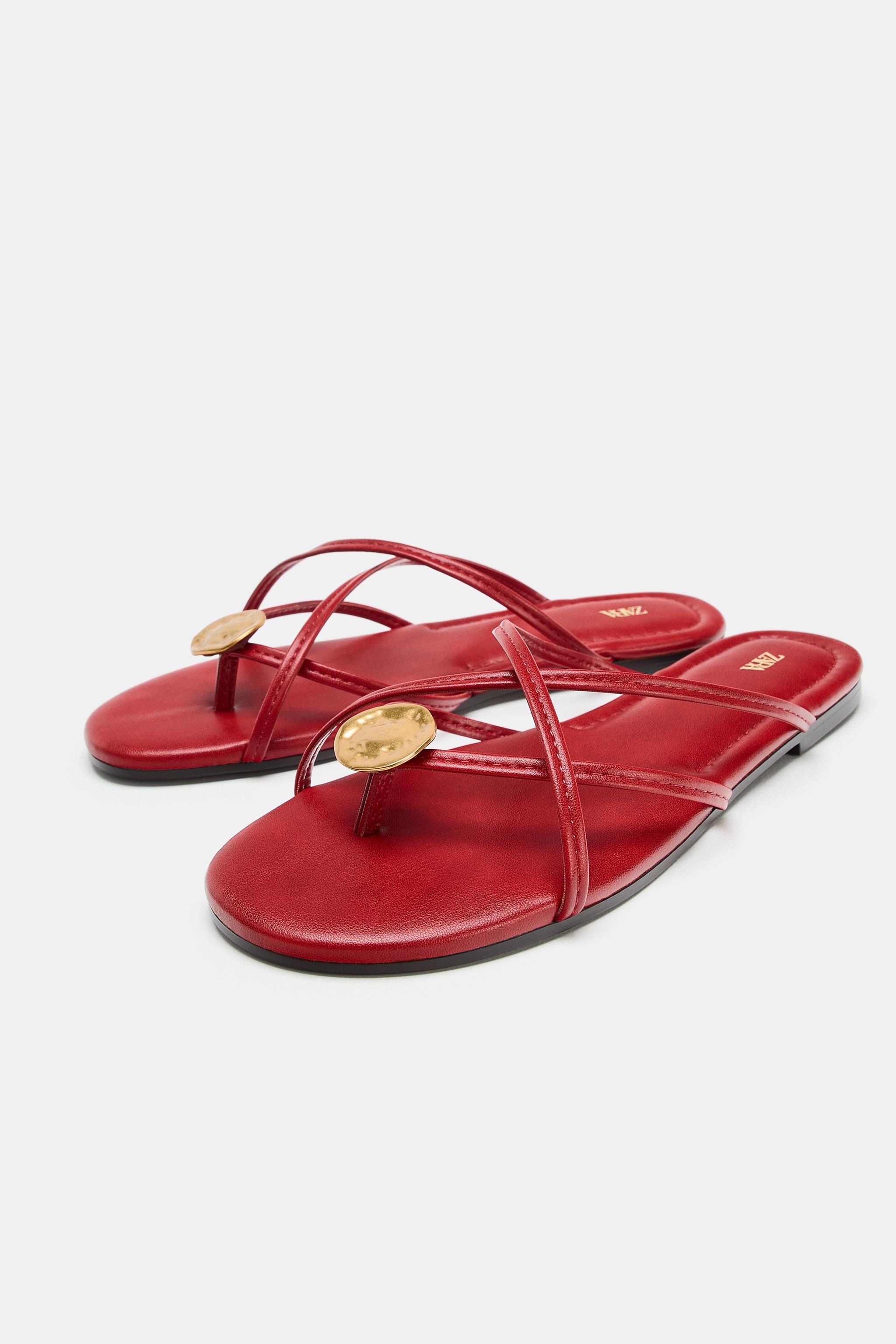 Multi-Strap Flat Sandals - Red - 2