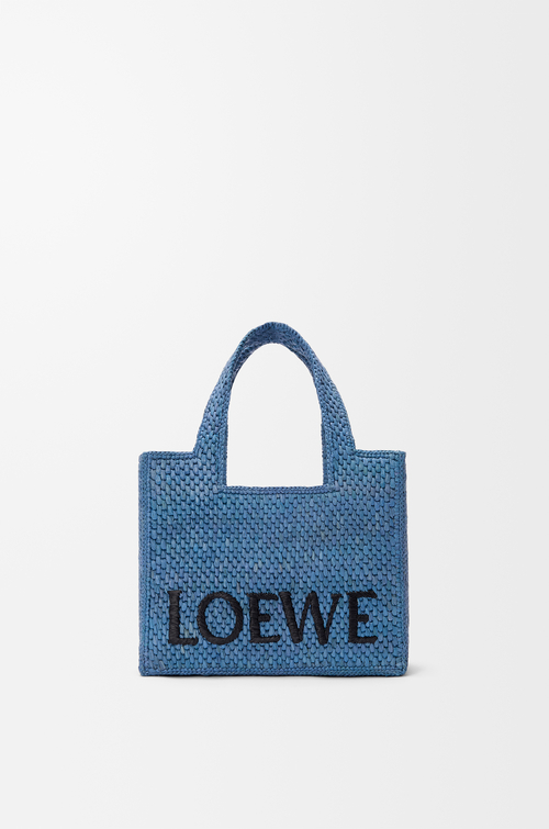 Mini Loewe Font Tote in Raffia