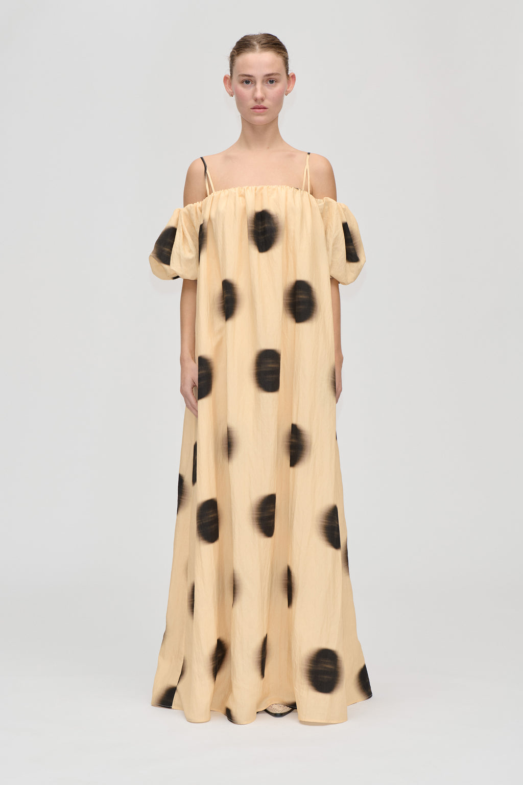 Romantic Volume Strap Dress - Dots in Motion
