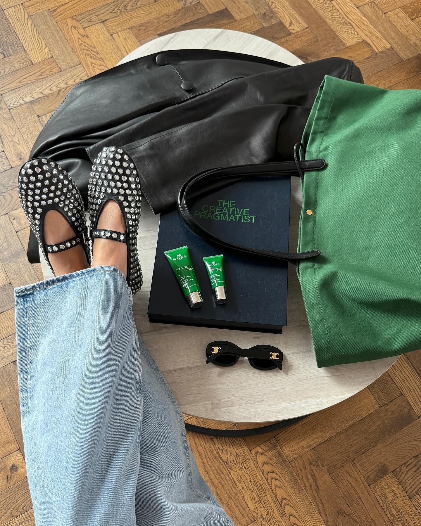 @emmarosethatcher wearing the studded ballet flats trend
