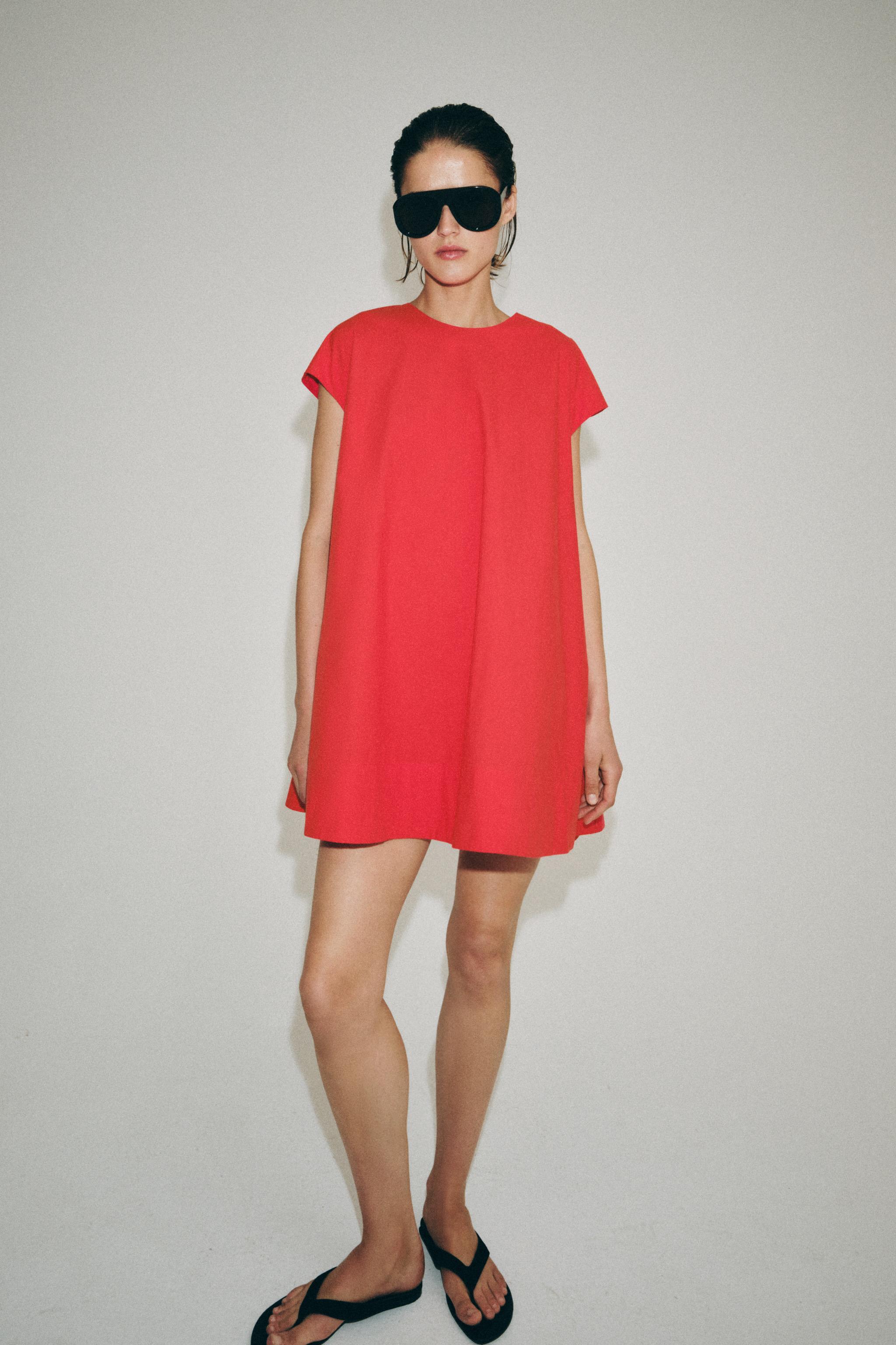 Zw Collection Poplin Short Dress - Red - Xs