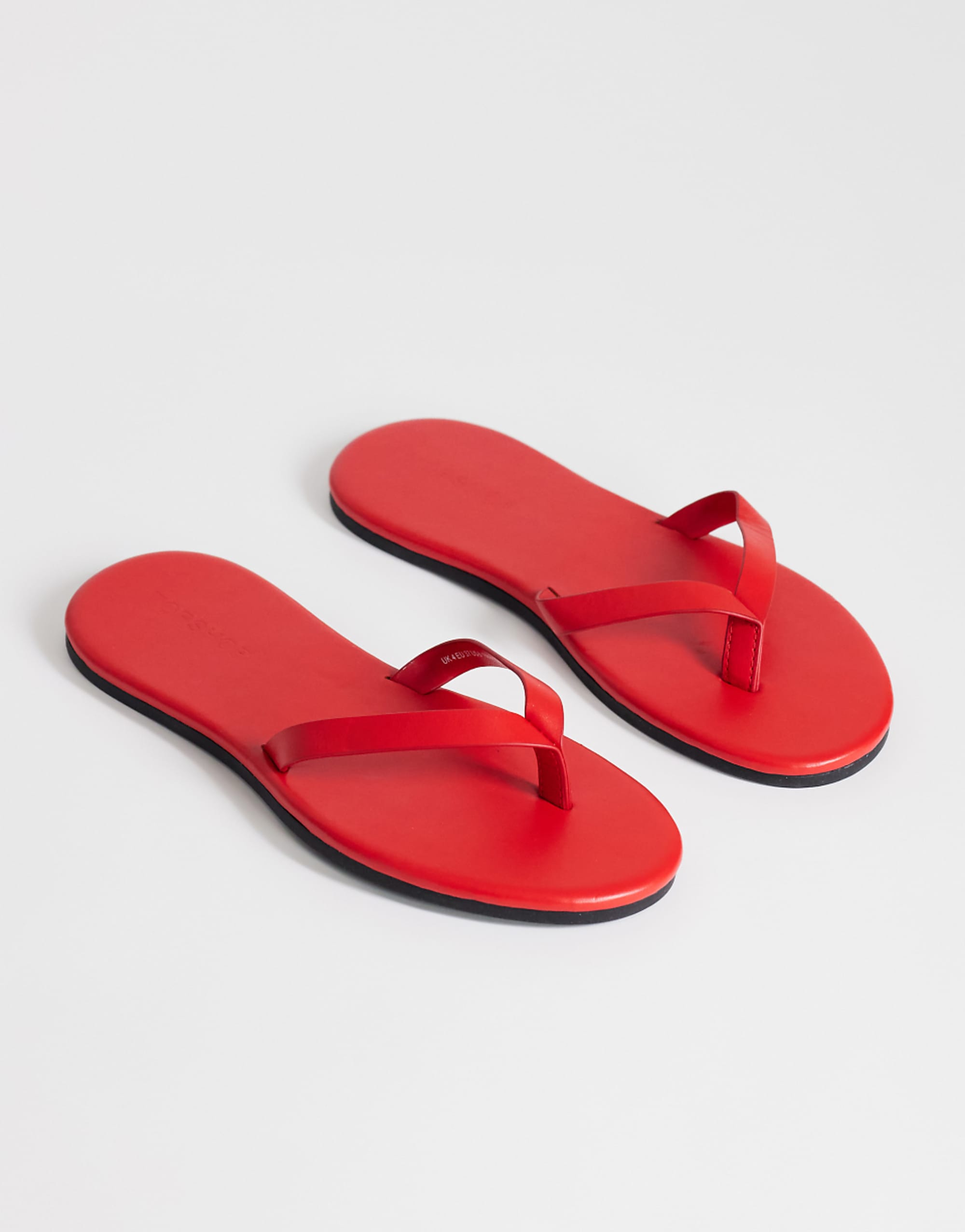 Topshop Sky Real Leather Toe Thong Sandal in Red