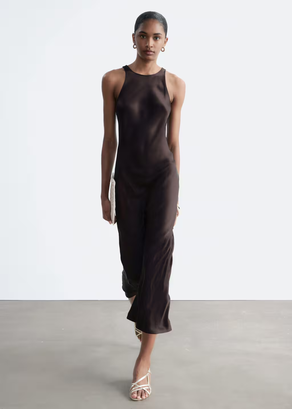 & Other Stories, Sleeveless Satin Midi Dress - Pink