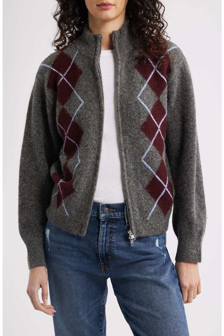 Chloe Argyle Zip Cardigan