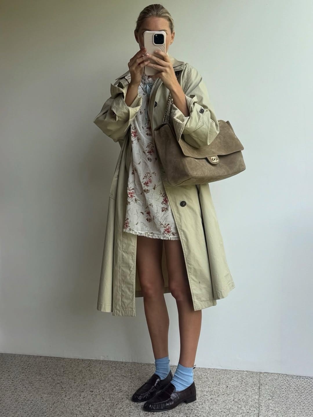 Elsa Hosk wearing floral dress