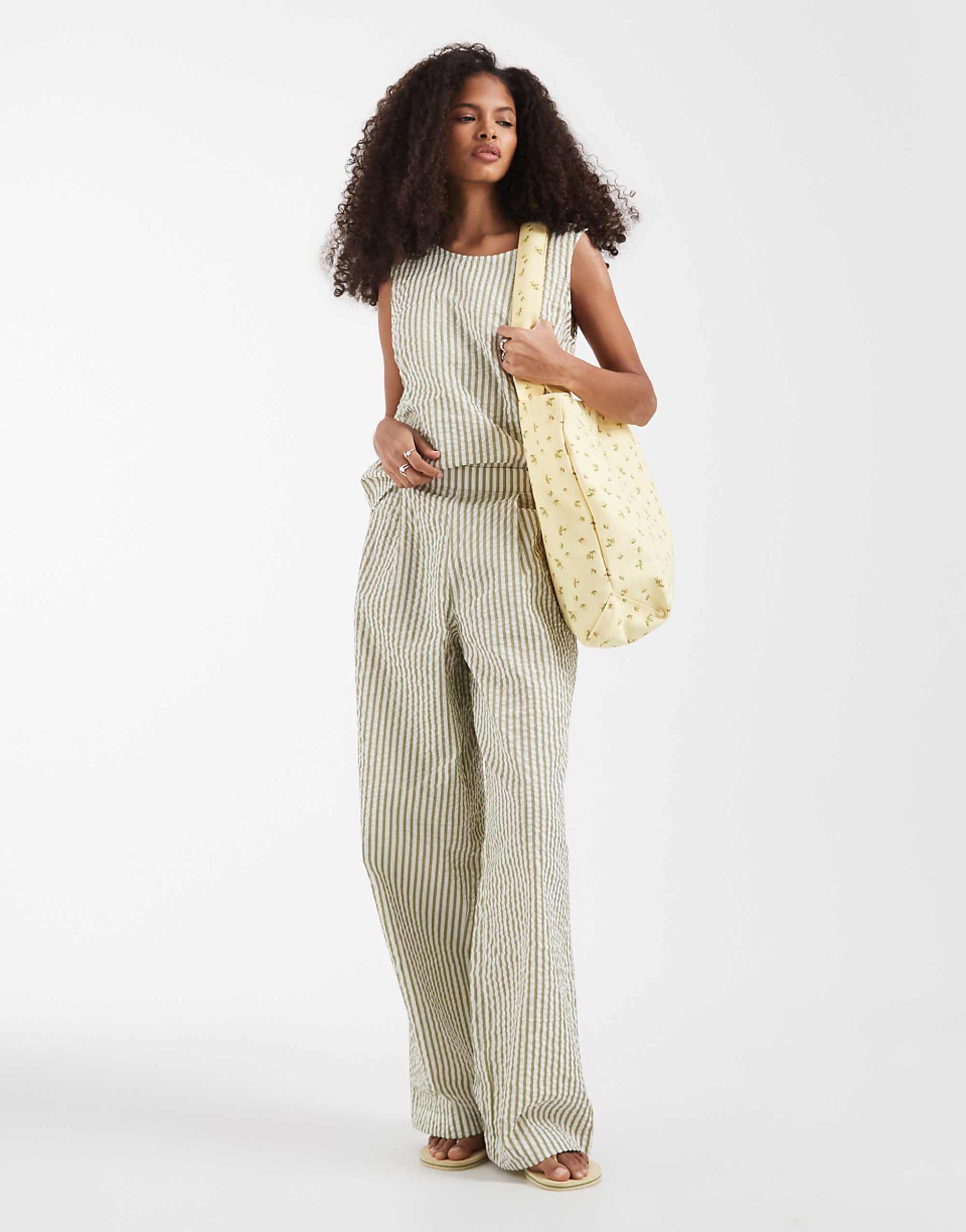 Asos Design Seersucker Sleeveless Co-Ord Top in Stripe