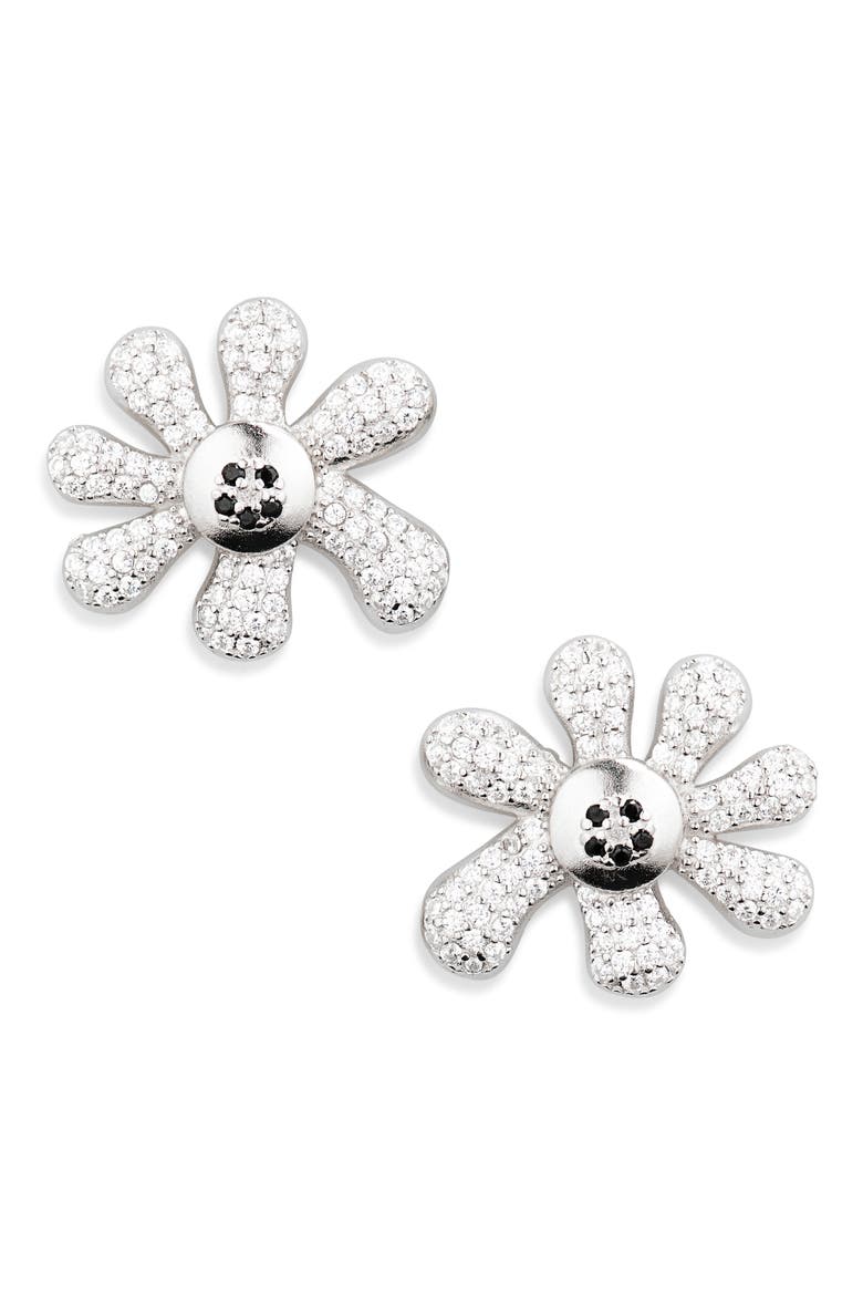 Happy Blossom Crystal Pav&eacute; Mismatched Stud Earrings