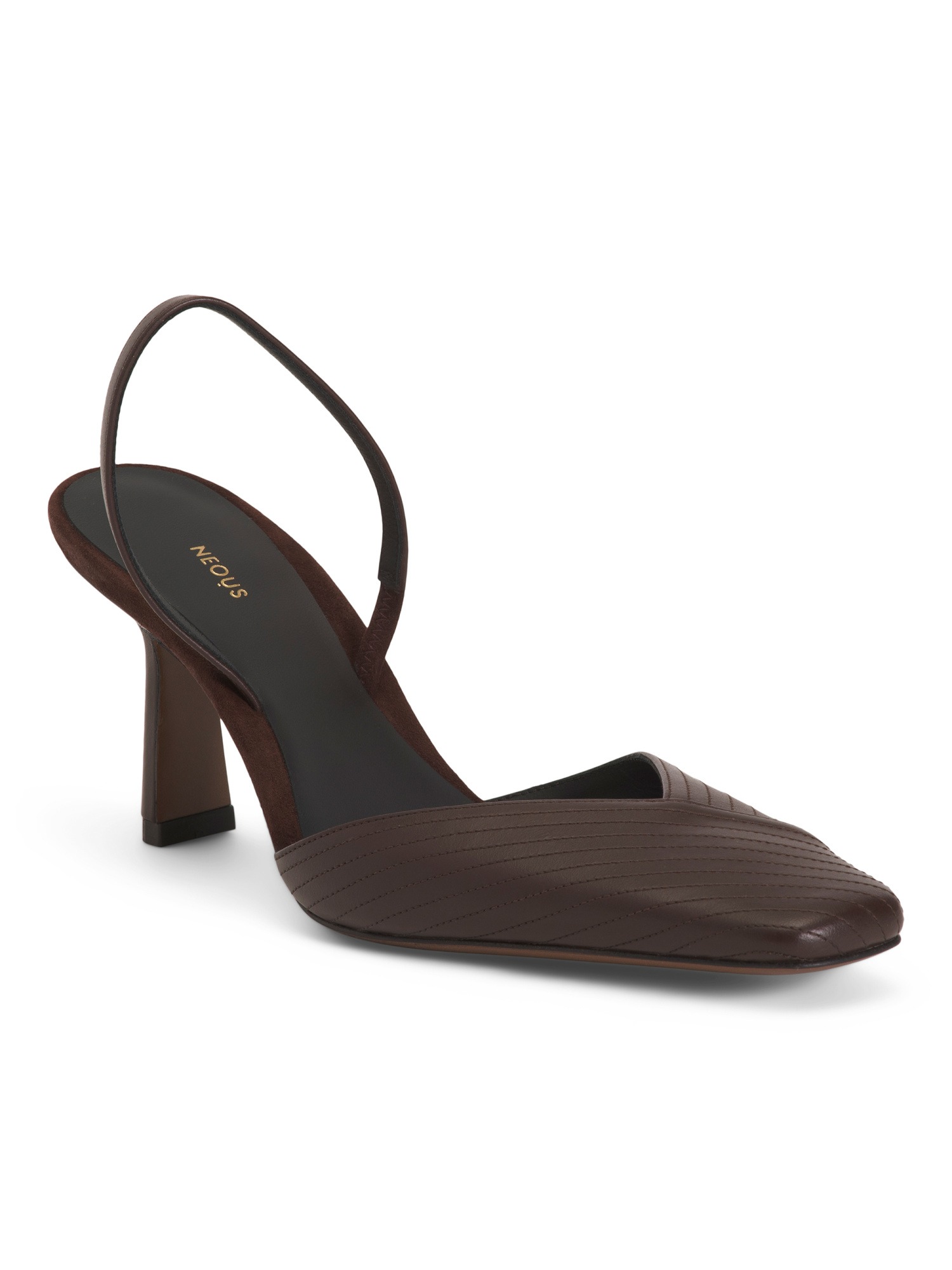 Julie Kitten Heel Mules - Chestnut Brown
