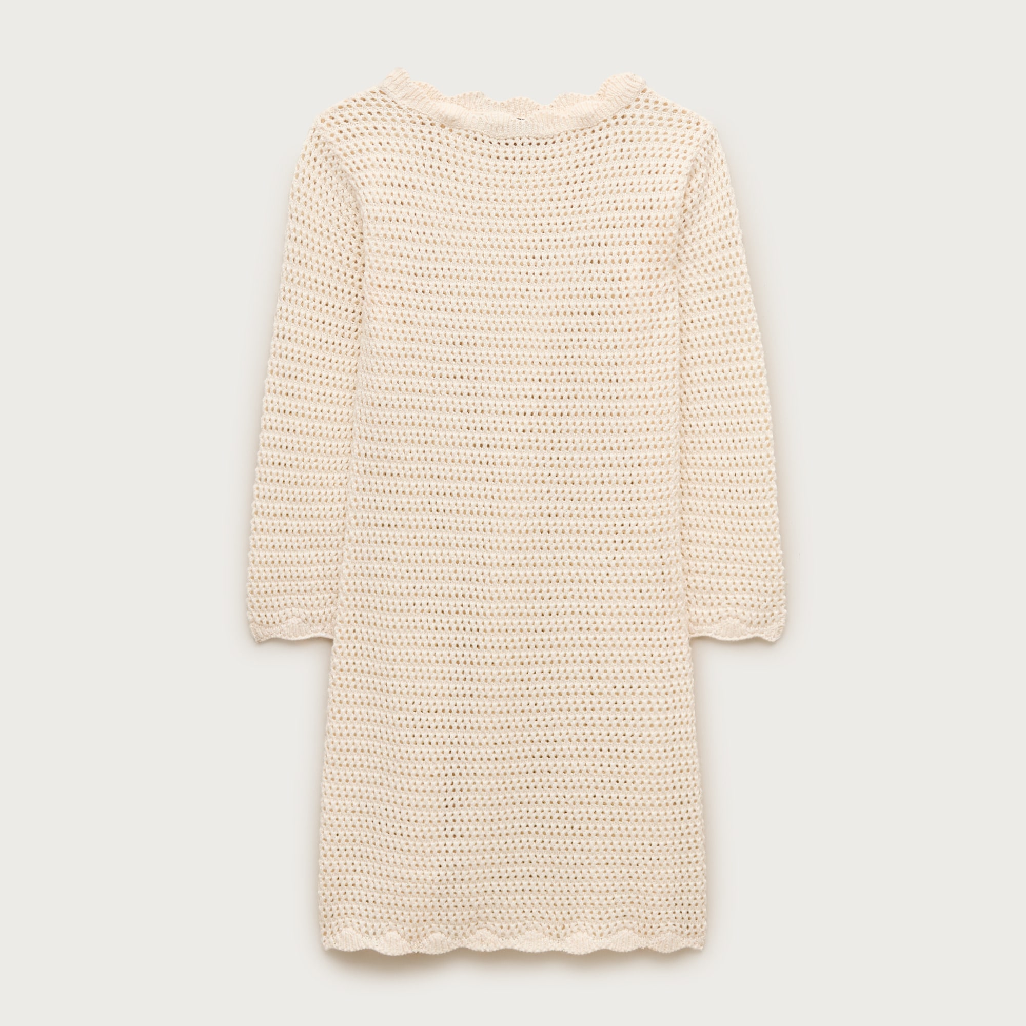 Scallop-Trim Crochet Mini Dress