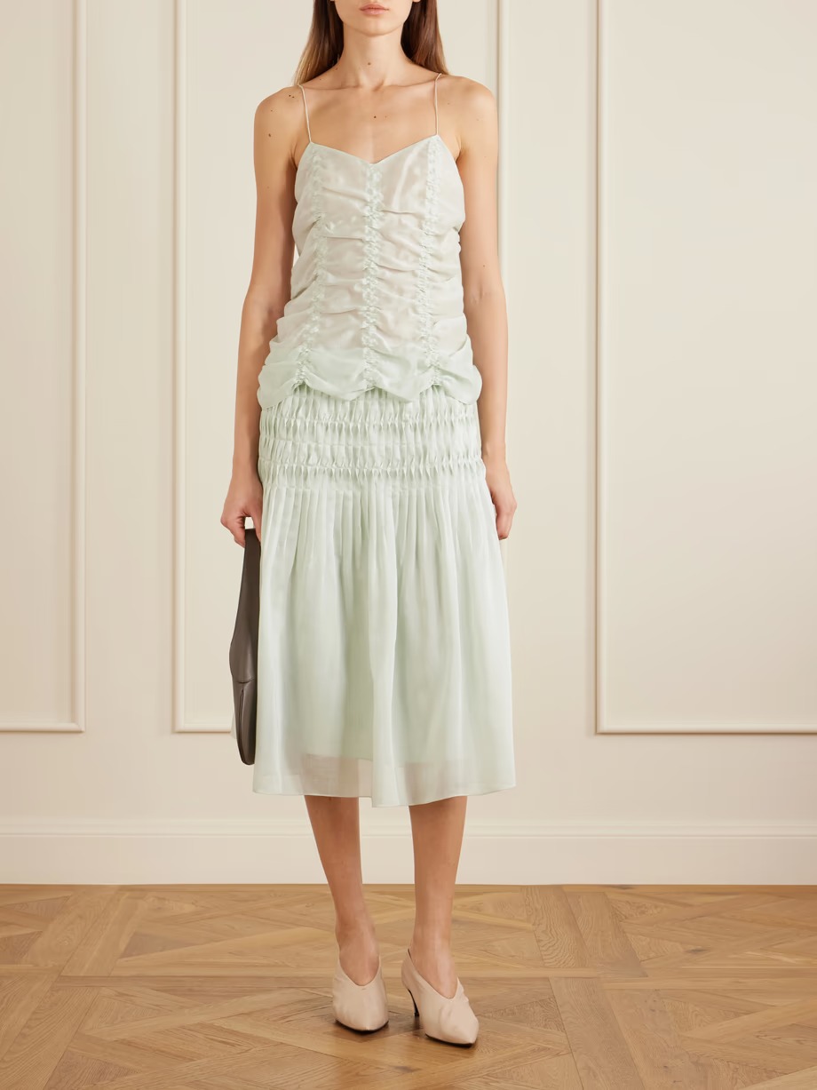 Florence Ruched Lyocell and Silk-Blend Skirt