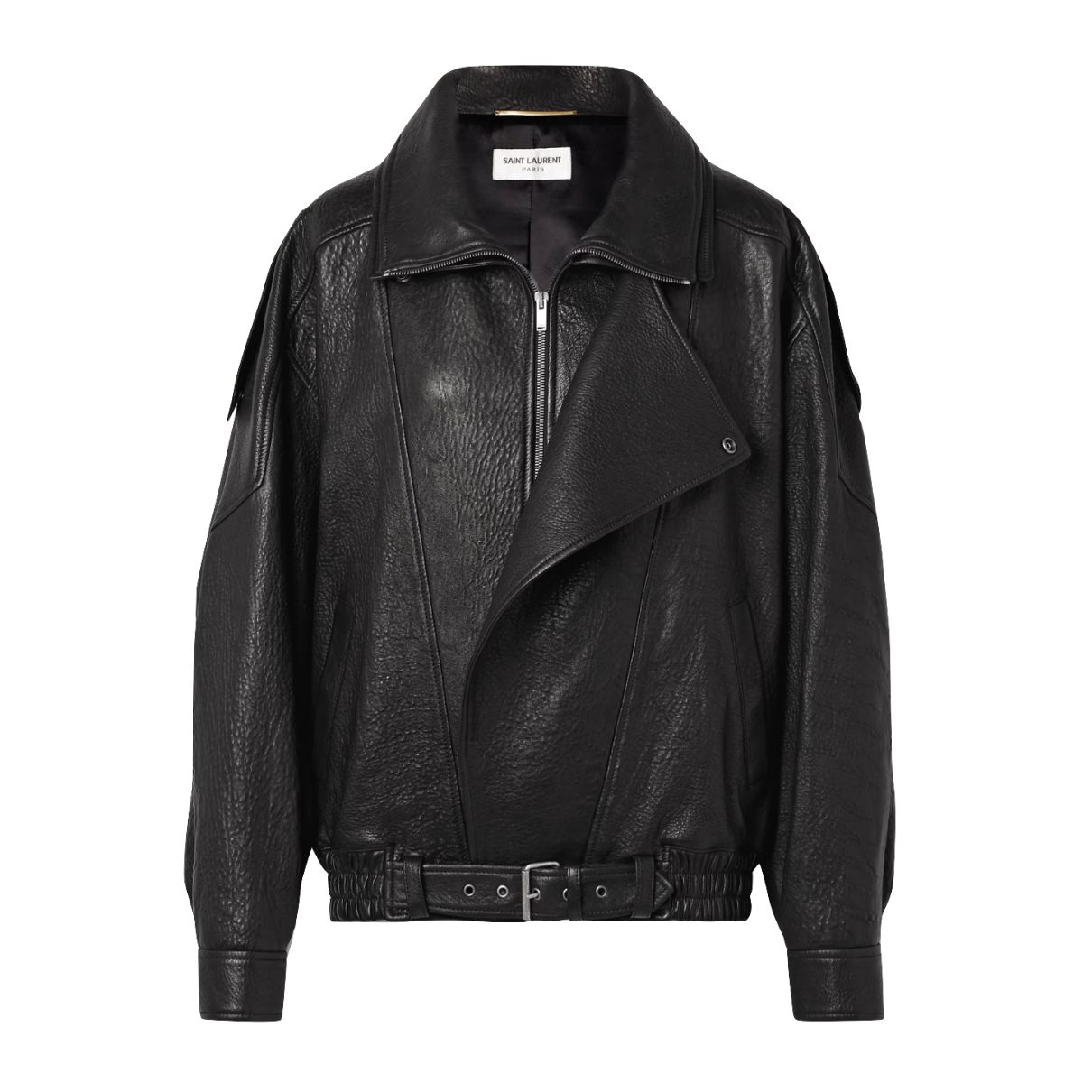 SAINT LAURENT, Oversized Textured-Leather Jacket