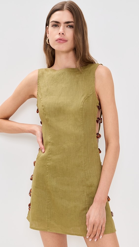 Tia Linen Mini Dress - Olive