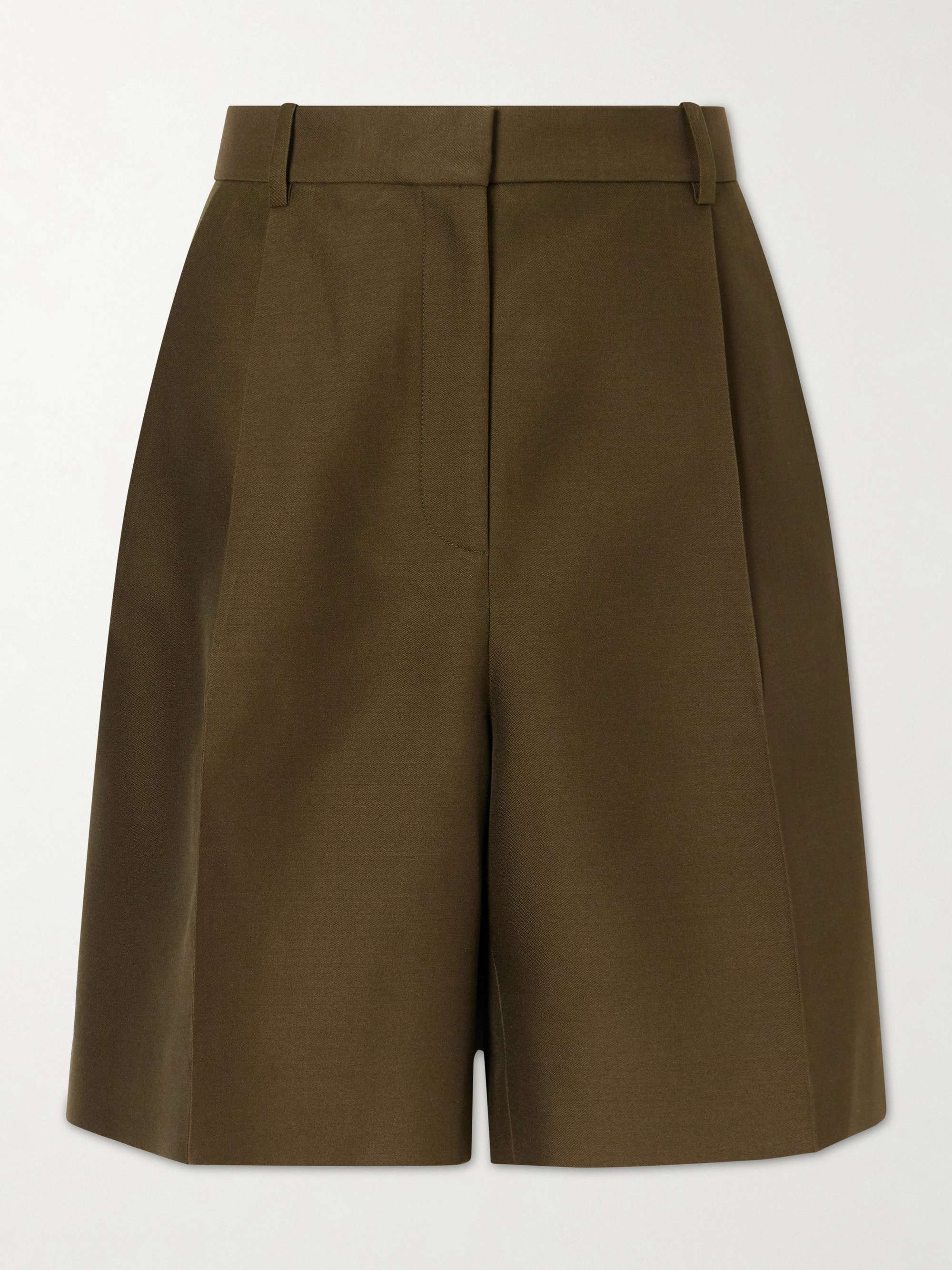 Auggie Pleated Wool and Silk-Blend Shorts