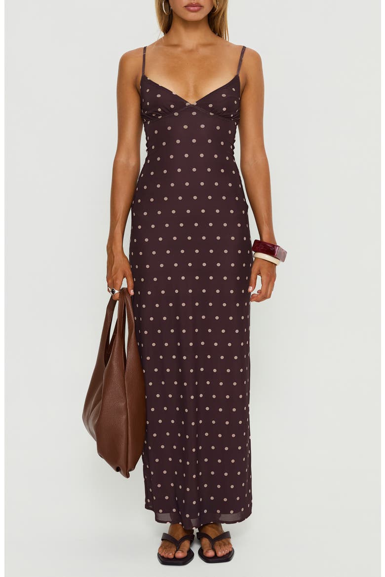 Dot Sleeveless Mesh Maxi Dress