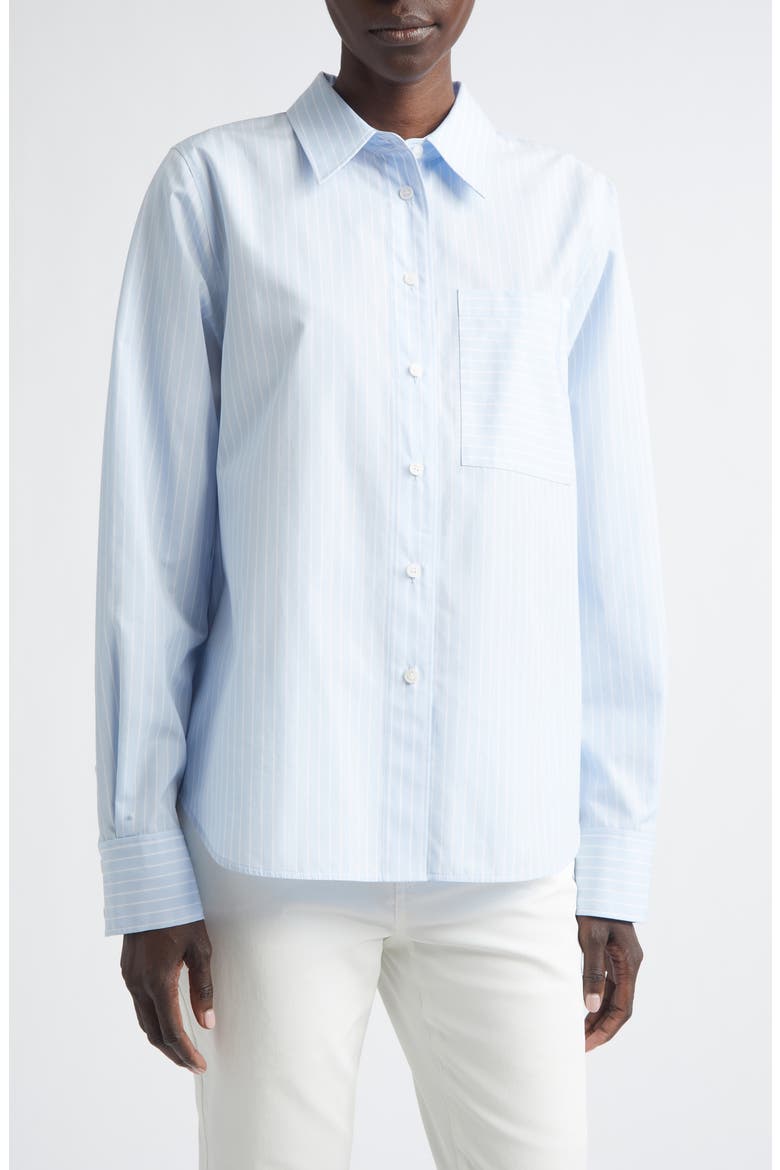Stripe Oversize Cotton Poplin Button-Up Shirt