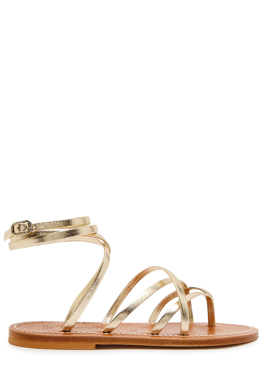 Zenobie Cross-Over Metallic Leather Sandals