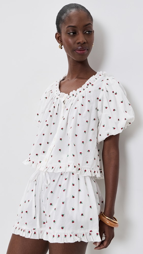 The Charlotte Top - White Petite Flower